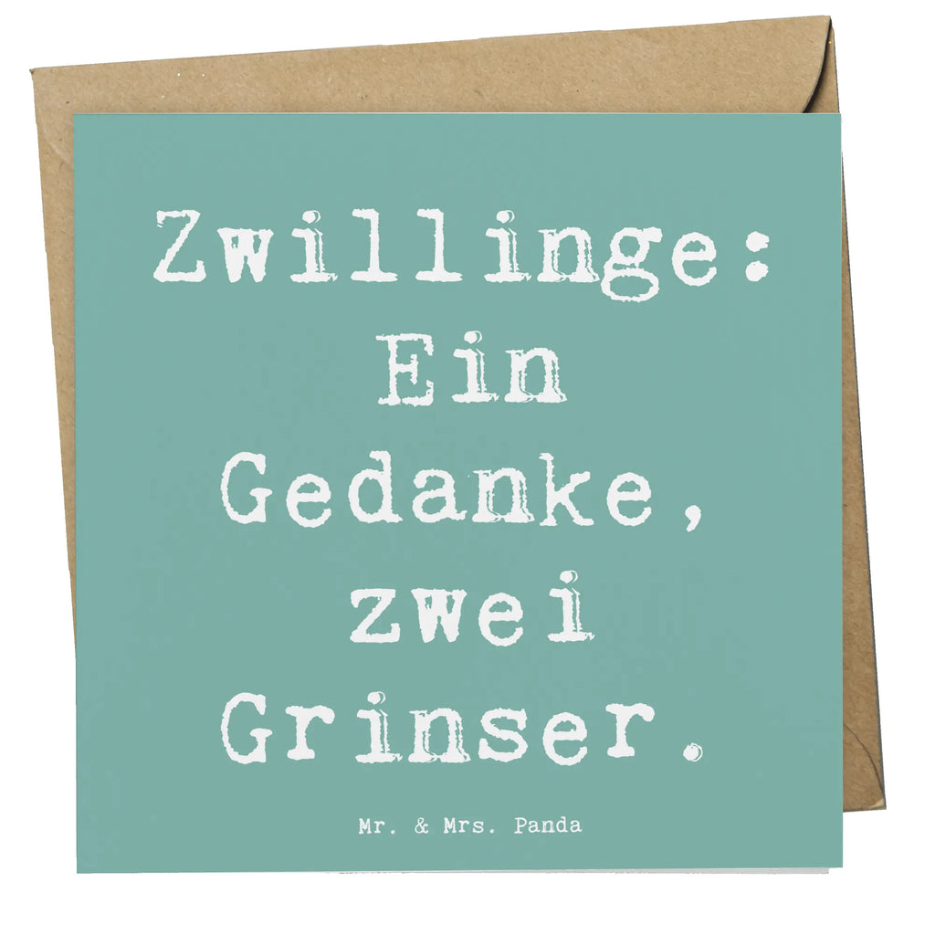 Deluxe Card Saying Zwillinge: Ein Gedanke, zwei Grinser. Hochwertige Klappkarte, Geburtstagskarte, Klappkarte, Einladungskarte, Grußkarte, Karte, Hochwertige Grußkarte, Glückwunschkarte, Hochzeitskarte, Familie, Vatertag, Muttertag, Bruder, Schwester, Mama, Papa, Oma, Opa