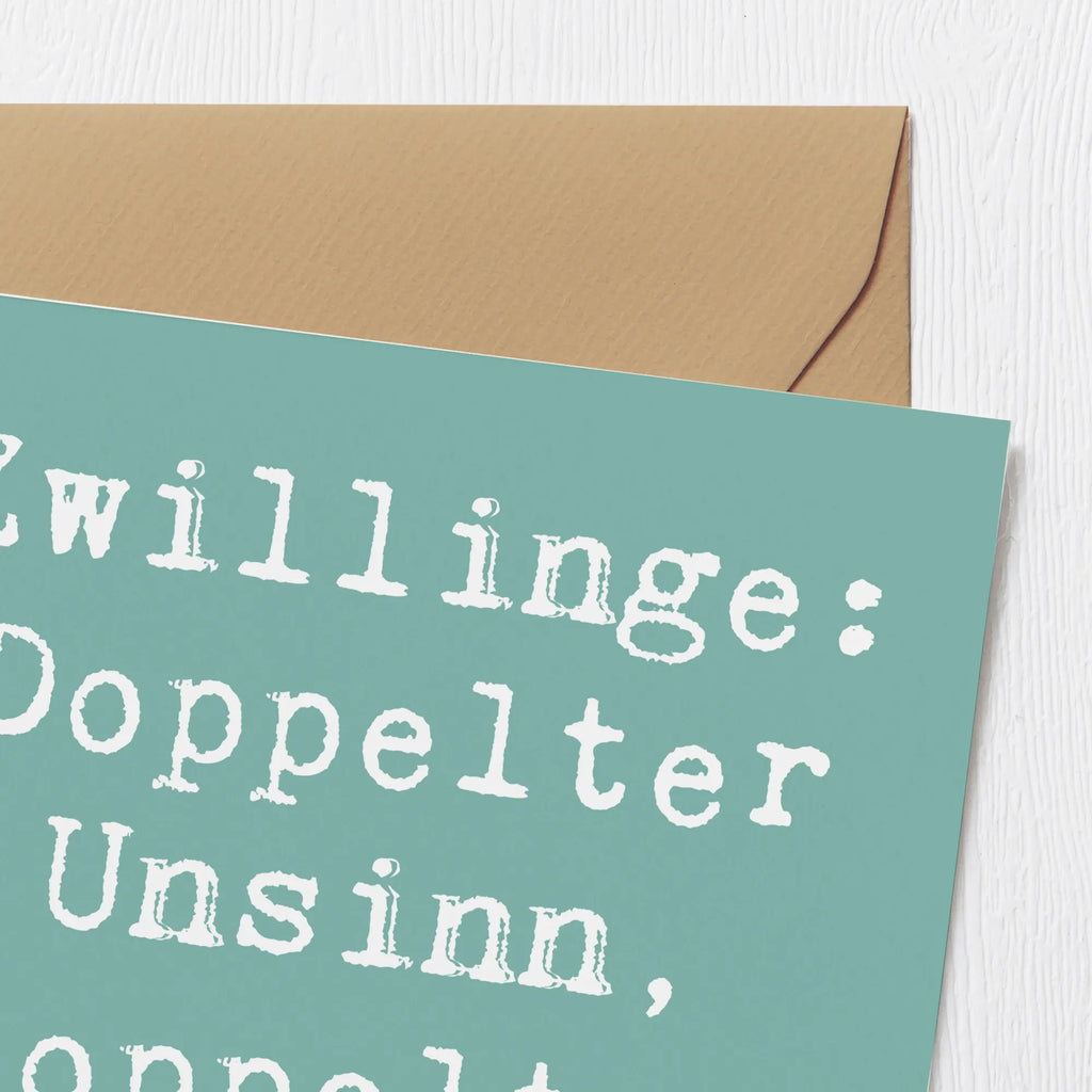 Deluxe Card Saying Zwillinge: Doppelter Unsinn, doppeltes Lachen! Geburtstagskarte, Glückwunschkarte, Hochwertige Grußkarte, Hochzeitskarte, Karte, Hochwertige Klappkarte, Klappkarte, Einladungskarte, Grußkarte, Familie, Vatertag, Muttertag, Bruder, Schwester, Mama, Papa, Oma, Opa