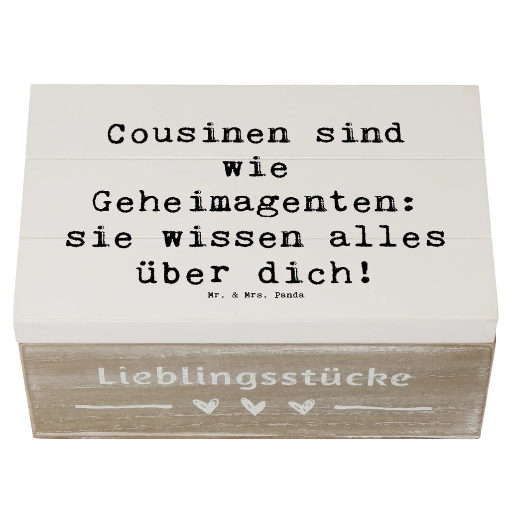 Holzkiste Spruch Cousinen Geheimagenten Erinnerungsbox, Holzkiste, Truhe, Geschenkdose, Aufbewahrungsbox, Geschenkbox, XXL, Erinnerungskiste, Schatulle, Schatzkiste, Dekokiste, Kiste, Familie, Vatertag, Muttertag, Bruder, Schwester, Mama, Papa, Oma, Opa