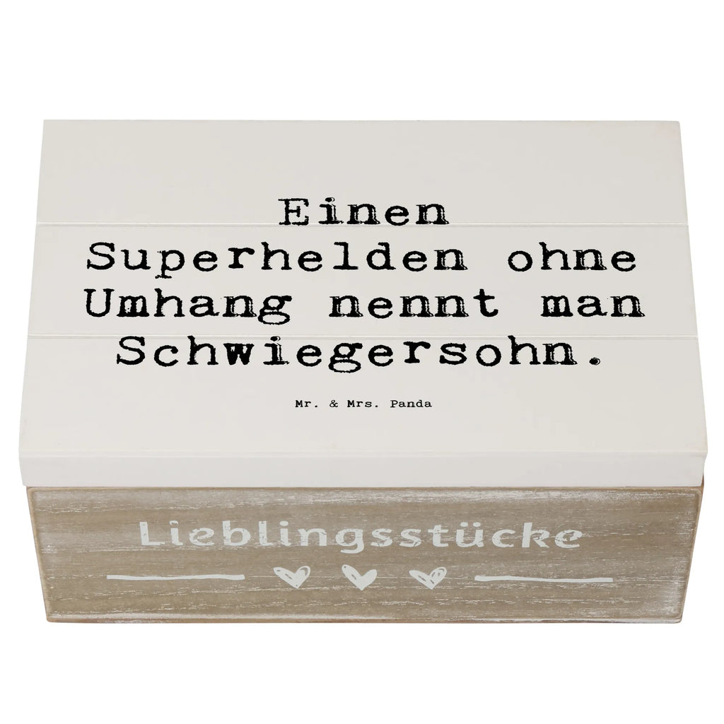Wooden chest Saying Einen Superhelden ohne Umhang nennt man Schwiegersohn. Schatulle, Aufbewahrungsbox, Truhe, Erinnerungsbox, Schatzkiste, Holzkiste, Dekokiste, Erinnerungskiste, Kiste, XXL, Geschenkbox, Geschenkdose, Familie, Vatertag, Muttertag, Bruder, Schwester, Mama, Papa, Oma, Opa