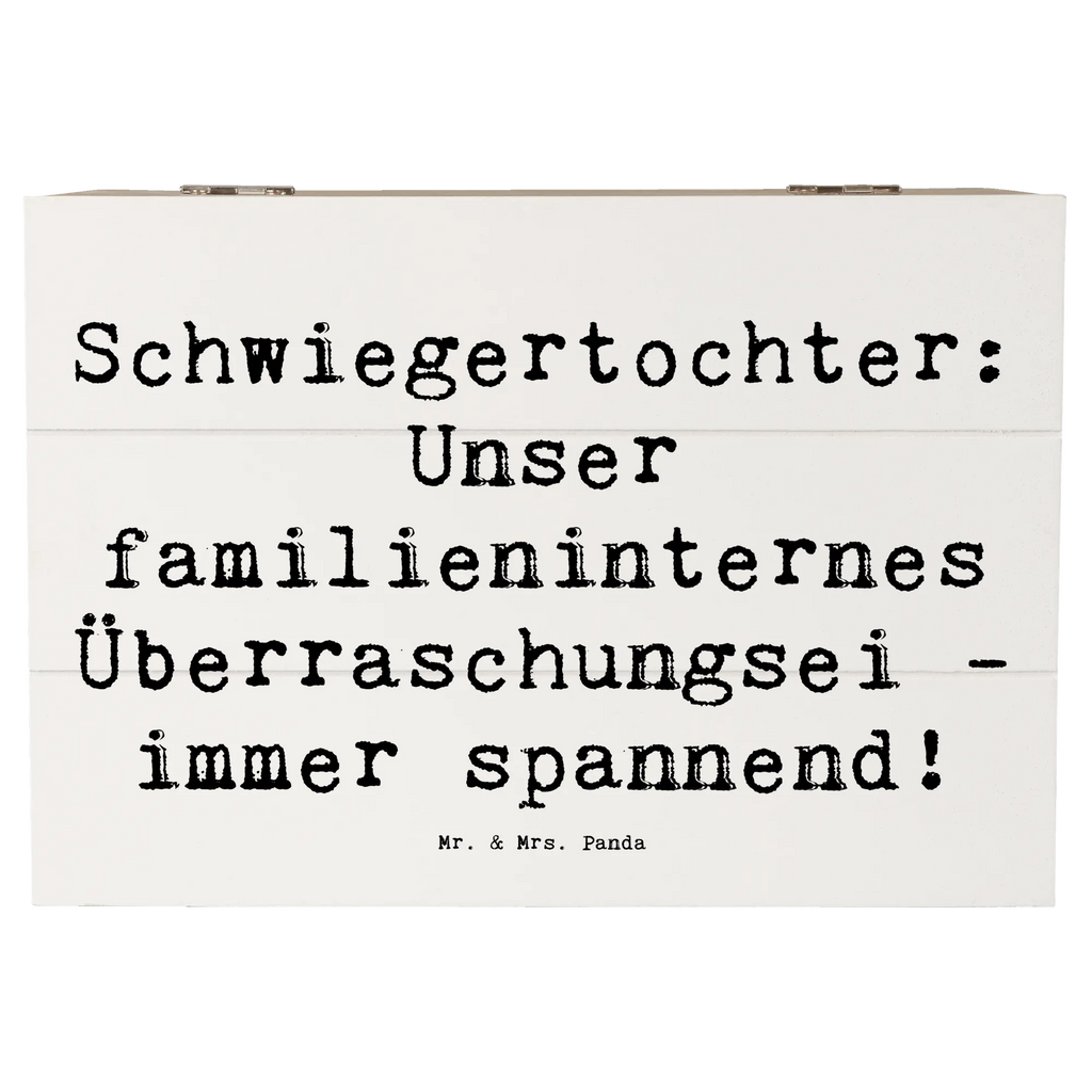Wooden chest Saying Schwiegertochter: Unser familieninternes Überraschungsei - immer spannend! Erinnerungsbox, Kiste, Truhe, XXL, Geschenkbox, Geschenkdose, Aufbewahrungsbox, Schatulle, Schatzkiste, Erinnerungskiste, Holzkiste, Dekokiste, Familie, Vatertag, Muttertag, Bruder, Schwester, Mama, Papa, Oma, Opa
