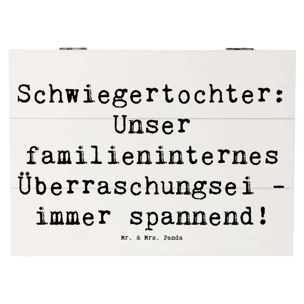 Wooden chest Saying Schwiegertochter: Unser familieninternes Überraschungsei - immer spannend! Erinnerungsbox, Kiste, Truhe, XXL, Geschenkbox, Geschenkdose, Aufbewahrungsbox, Schatulle, Schatzkiste, Erinnerungskiste, Holzkiste, Dekokiste, Familie, Vatertag, Muttertag, Bruder, Schwester, Mama, Papa, Oma, Opa