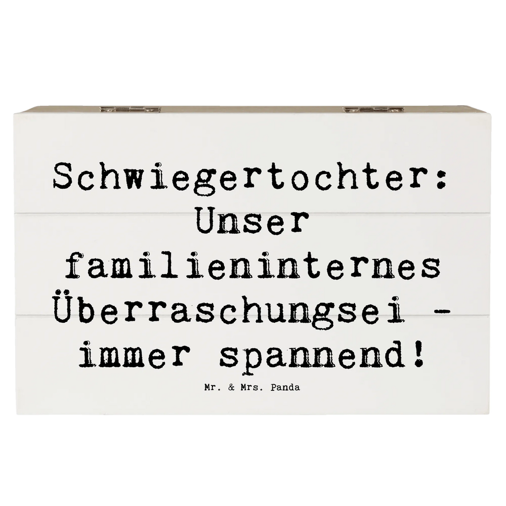 Wooden chest Saying Schwiegertochter: Unser familieninternes Überraschungsei - immer spannend! Erinnerungsbox, Kiste, Truhe, XXL, Geschenkbox, Geschenkdose, Aufbewahrungsbox, Schatulle, Schatzkiste, Erinnerungskiste, Holzkiste, Dekokiste, Familie, Vatertag, Muttertag, Bruder, Schwester, Mama, Papa, Oma, Opa