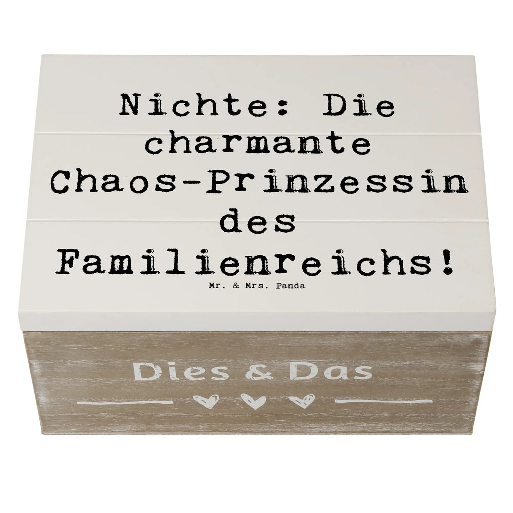Wooden chest Saying Nichte: Die charmante Chaos-Prinzessin des Familienreichs! Geschenkdose, Dekokiste, Holzkiste, Geschenkbox, Aufbewahrungsbox, Kiste, Truhe, Erinnerungsbox, Erinnerungskiste, XXL, Schatzkiste, Schatulle, Familie, Vatertag, Muttertag, Bruder, Schwester, Mama, Papa, Oma, Opa
