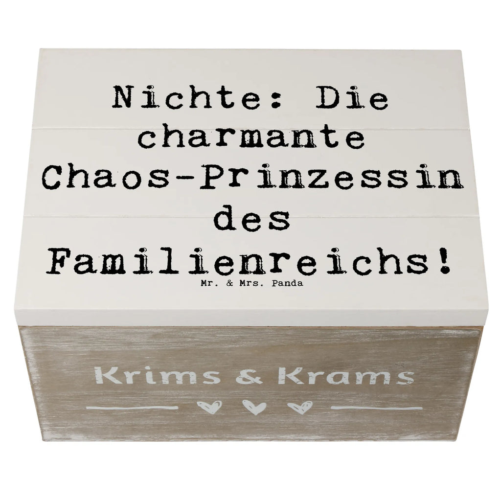 Wooden chest Saying Nichte: Die charmante Chaos-Prinzessin des Familienreichs! Geschenkdose, Dekokiste, Holzkiste, Geschenkbox, Aufbewahrungsbox, Kiste, Truhe, Erinnerungsbox, Erinnerungskiste, XXL, Schatzkiste, Schatulle, Familie, Vatertag, Muttertag, Bruder, Schwester, Mama, Papa, Oma, Opa