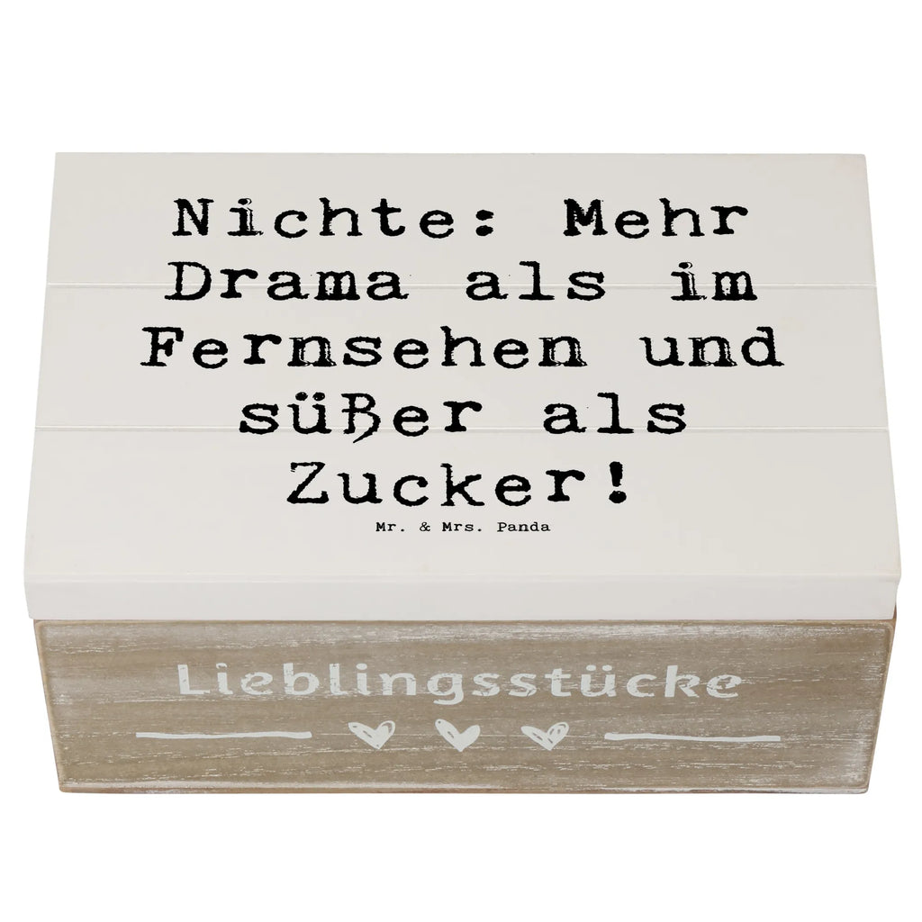 Wooden chest Saying Nichte: Mehr Drama als im Fernsehen und süßer als Zucker! Geschenkbox, Dekokiste, Erinnerungskiste, Erinnerungsbox, Truhe, Schatulle, Aufbewahrungsbox, Kiste, Holzkiste, Schatzkiste, XXL, Geschenkdose, Familie, Vatertag, Muttertag, Bruder, Schwester, Mama, Papa, Oma, Opa