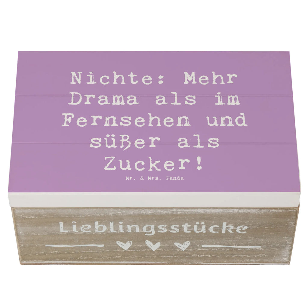 Wooden chest Saying Nichte: Mehr Drama als im Fernsehen und süßer als Zucker! Geschenkbox, Dekokiste, Erinnerungskiste, Erinnerungsbox, Truhe, Schatulle, Aufbewahrungsbox, Kiste, Holzkiste, Schatzkiste, XXL, Geschenkdose, Familie, Vatertag, Muttertag, Bruder, Schwester, Mama, Papa, Oma, Opa
