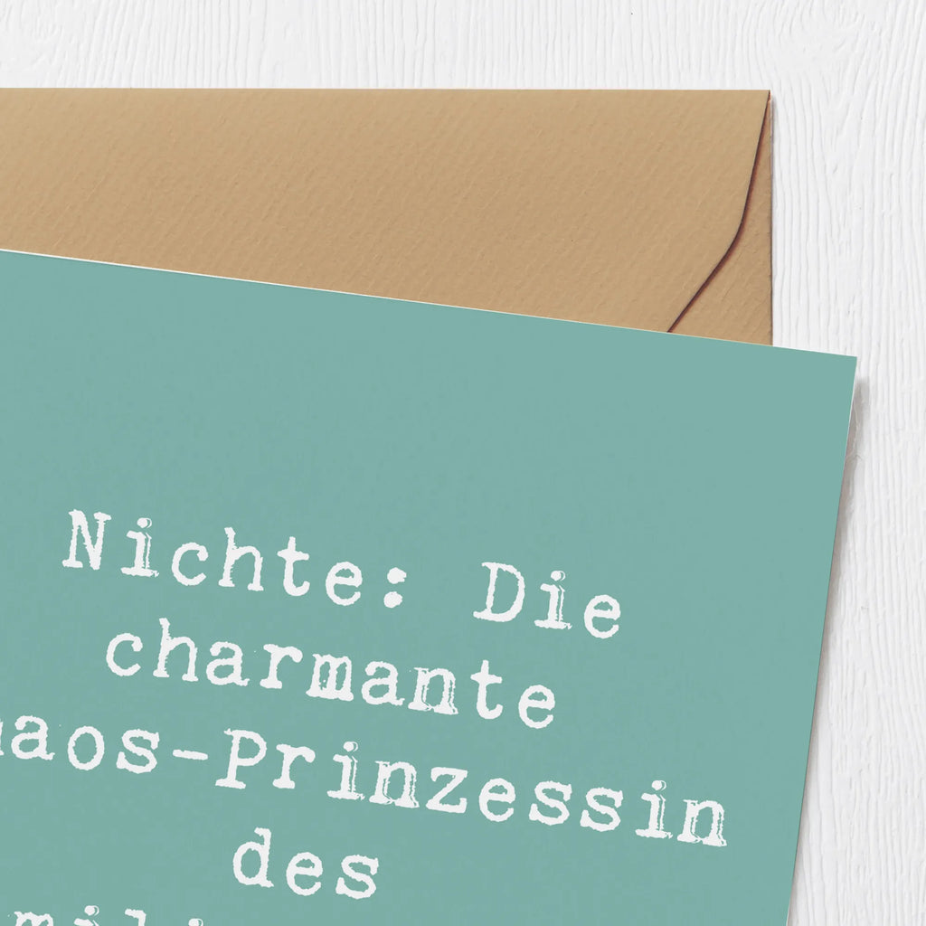 Deluxe Card Saying Nichte: Die charmante Chaos-Prinzessin des Familienreichs! Hochwertige Klappkarte, Klappkarte, Geburtstagskarte, Karte, Grußkarte, Glückwunschkarte, Hochwertige Grußkarte, Hochzeitskarte, Einladungskarte, Familie, Vatertag, Muttertag, Bruder, Schwester, Mama, Papa, Oma, Opa