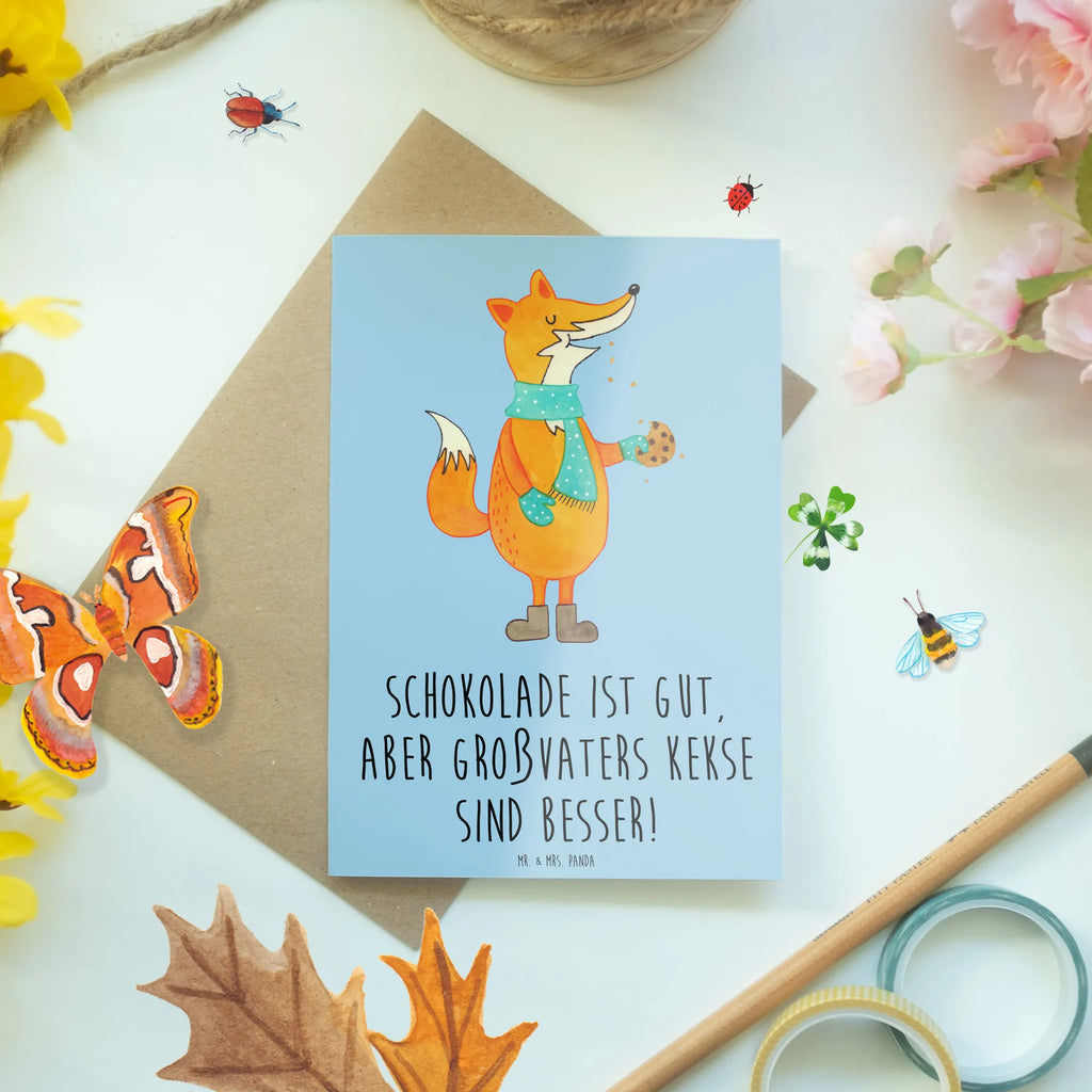 Greetings card Schokolade ist gut, aber Großvaters Kekse sind besser! Klappkarte, Geburtstagskarte, Karte, Grußkarte, Glückwunschkarte, Ansichtskarten, Hochzeitskarte, Einladungskarte, Familie, Vatertag, Muttertag, Bruder, Schwester, Mama, Papa, Oma, Opa