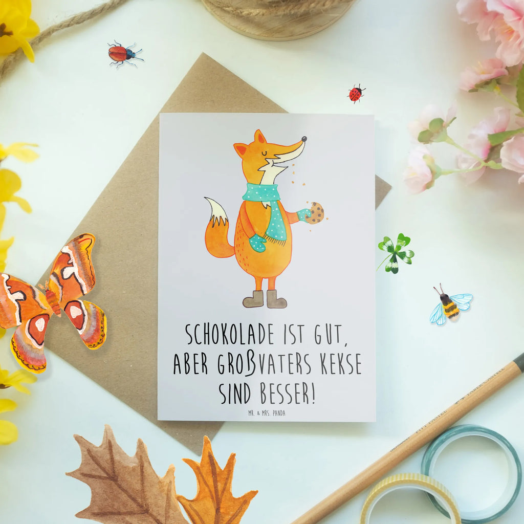 Greetings card Schokolade ist gut, aber Großvaters Kekse sind besser! Klappkarte, Geburtstagskarte, Karte, Grußkarte, Glückwunschkarte, Ansichtskarten, Hochzeitskarte, Einladungskarte, Familie, Vatertag, Muttertag, Bruder, Schwester, Mama, Papa, Oma, Opa
