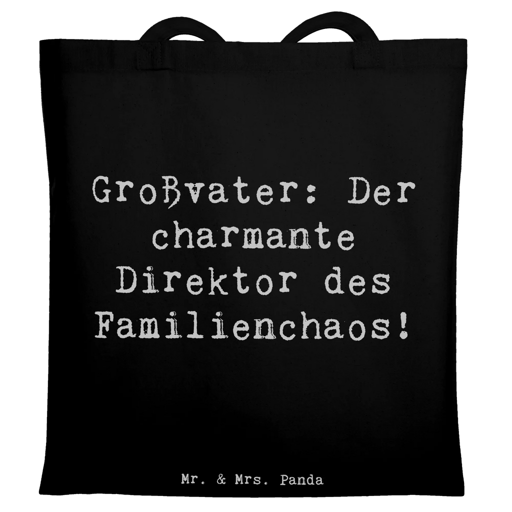 Tote bag Saying Großvater: Der charmante Direktor des Familienchaos! Jutetasche, Strandtasche, Tasche, Shopper, Beuteltasche, Laptoptasche, Badetasche, Jutebeutel, Stofftasche, Beutel, Stoffbeutel, Einkaufstüte, Tragetasche, Schultertasche, Einkaufstasche, Umhängetasche, Familie, Vatertag, Muttertag, Bruder, Schwester, Mama, Papa, Oma, Opa