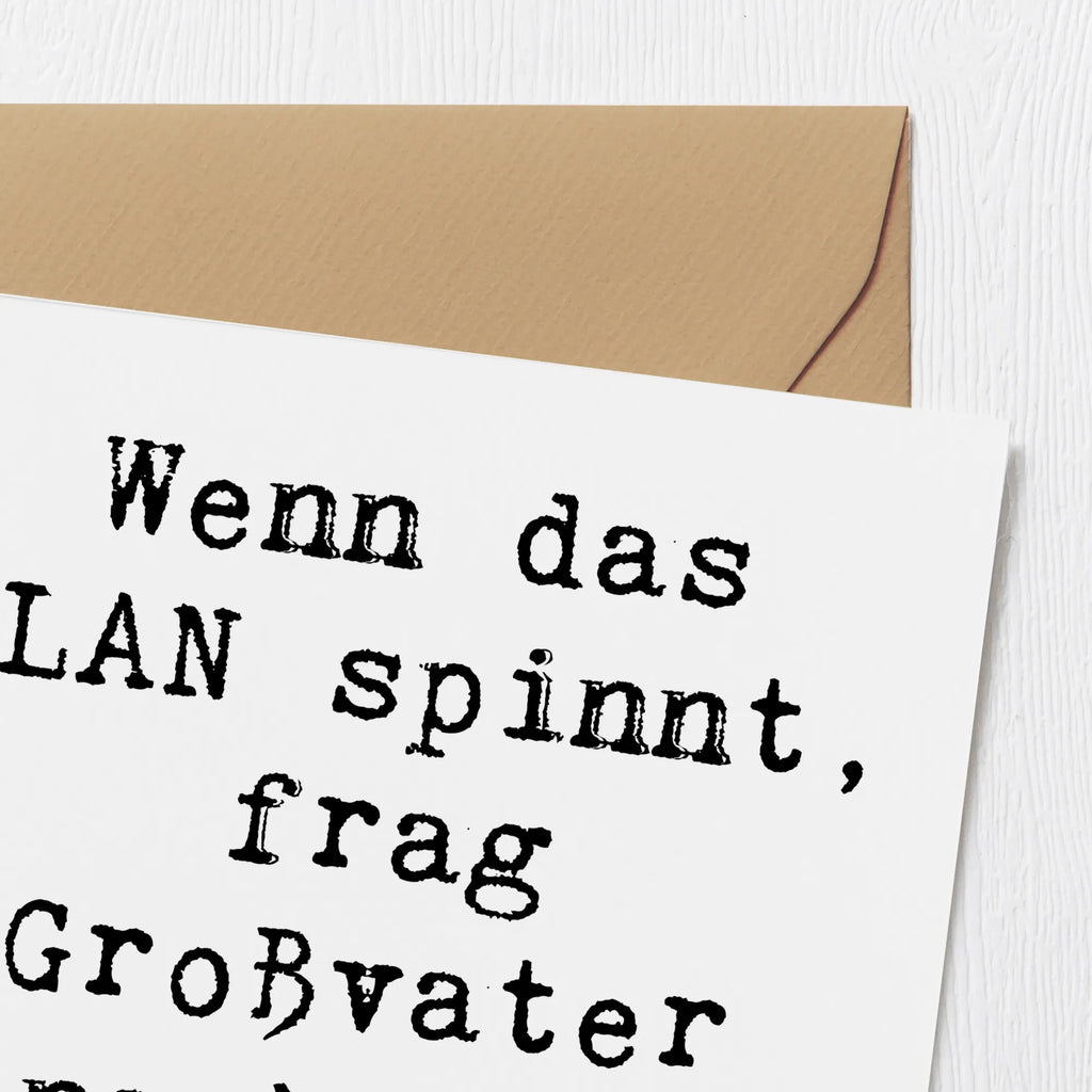 Deluxe Card Saying Wenn das WLAN spinnt, frag Großvater nach dem Wetter! Einladungskarte, Hochwertige Klappkarte, Hochzeitskarte, Geburtstagskarte, Karte, Glückwunschkarte, Grußkarte, Klappkarte, Hochwertige Grußkarte, Familie, Vatertag, Muttertag, Bruder, Schwester, Mama, Papa, Oma, Opa