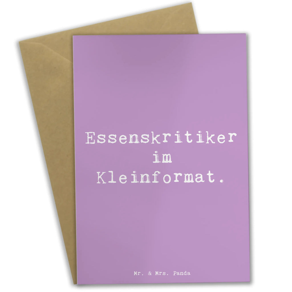 Greetings card Saying Essenskritiker im Kleinformat. Grußkarte, Klappkarte, Einladungskarte, Glückwunschkarte, Hochzeitskarte, Geburtstagskarte, Karte, Ansichtskarten, Familie, Vatertag, Muttertag, Bruder, Schwester, Mama, Papa, Oma, Opa