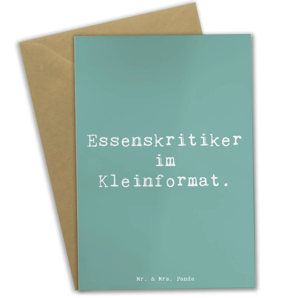 Greetings card Saying Essenskritiker im Kleinformat. Grußkarte, Klappkarte, Einladungskarte, Glückwunschkarte, Hochzeitskarte, Geburtstagskarte, Karte, Ansichtskarten, Familie, Vatertag, Muttertag, Bruder, Schwester, Mama, Papa, Oma, Opa