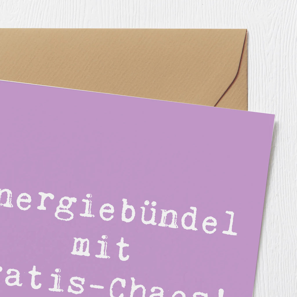 Deluxe Card Saying Energiebündel mit Gratis-Chaos! Glückwunschkarte, Klappkarte, Karte, Geburtstagskarte, Hochwertige Grußkarte, Grußkarte, Hochwertige Klappkarte, Einladungskarte, Hochzeitskarte, Familie, Vatertag, Muttertag, Bruder, Schwester, Mama, Papa, Oma, Opa
