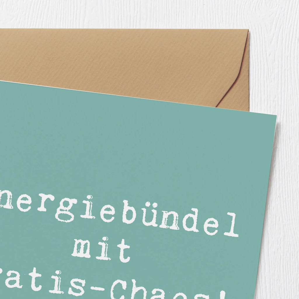 Deluxe Card Saying Energiebündel mit Gratis-Chaos! Glückwunschkarte, Klappkarte, Karte, Geburtstagskarte, Hochwertige Grußkarte, Grußkarte, Hochwertige Klappkarte, Einladungskarte, Hochzeitskarte, Familie, Vatertag, Muttertag, Bruder, Schwester, Mama, Papa, Oma, Opa