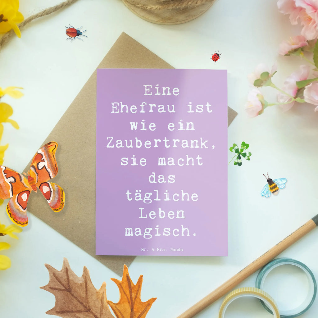 Greetings card Saying Eine Ehefrau ist wie ein Zaubertrank, sie macht das tägliche Leben magisch. Grußkarte, Klappkarte, Einladungskarte, Glückwunschkarte, Hochzeitskarte, Geburtstagskarte, Karte, Ansichtskarten, Familie, Vatertag, Muttertag, Bruder, Schwester, Mama, Papa, Oma, Opa