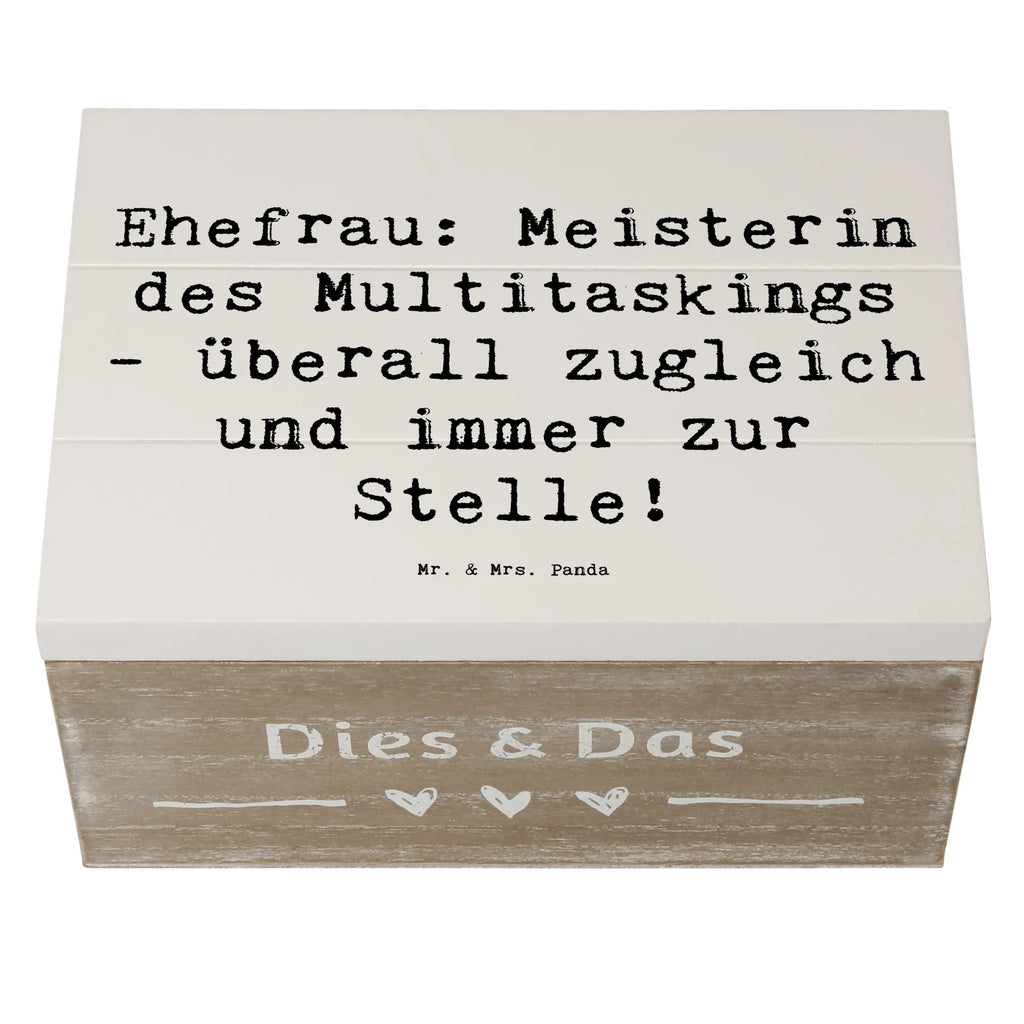 Wooden chest Saying Ehefrau: Meisterin des Multitaskings - überall zugleich und immer zur Stelle! XXL, Dekokiste, Holzkiste, Aufbewahrungsbox, Geschenkdose, Schatzkiste, Erinnerungskiste, Kiste, Truhe, Erinnerungsbox, Schatulle, Geschenkbox, Familie, Vatertag, Muttertag, Bruder, Schwester, Mama, Papa, Oma, Opa