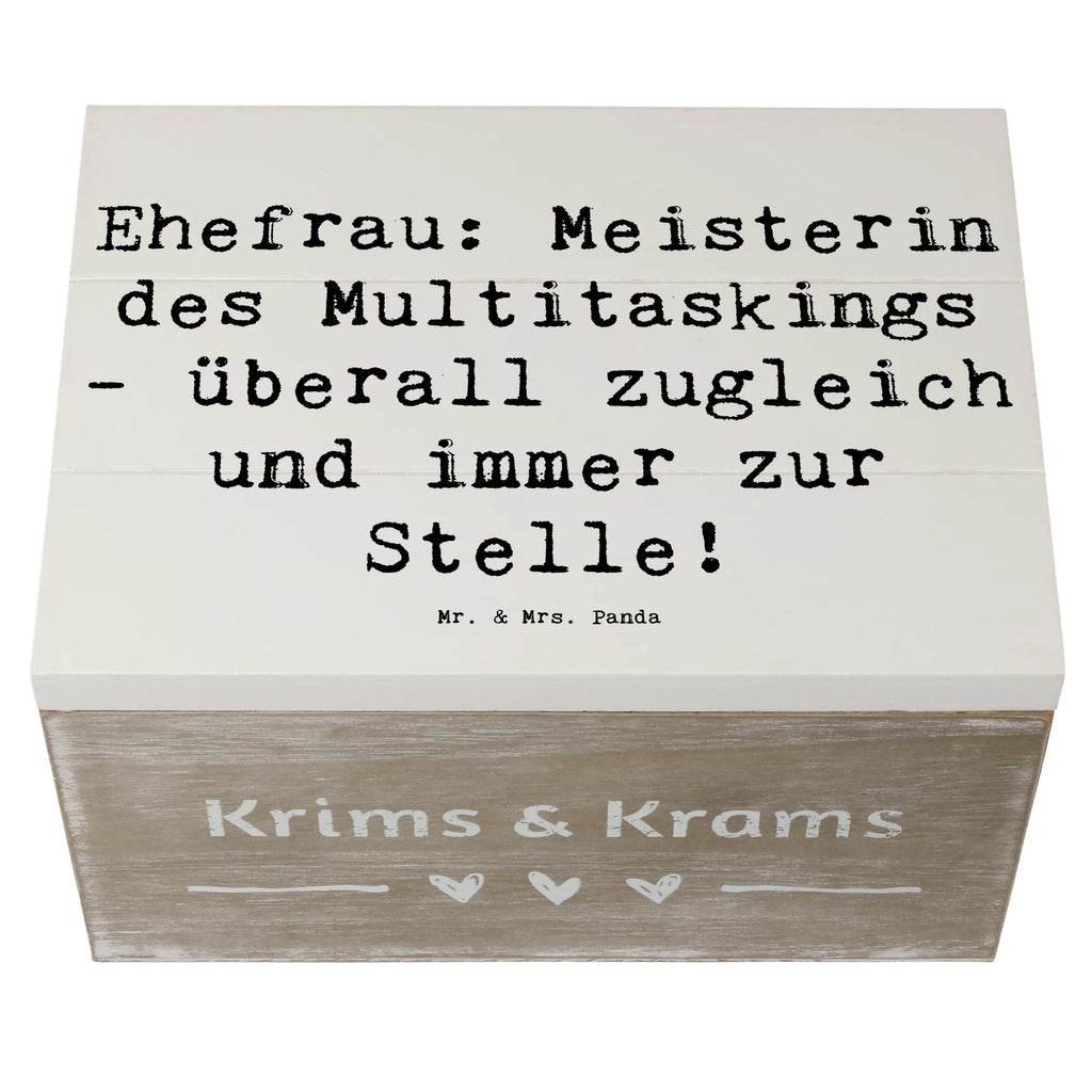Wooden chest Saying Ehefrau: Meisterin des Multitaskings - überall zugleich und immer zur Stelle! XXL, Dekokiste, Holzkiste, Aufbewahrungsbox, Geschenkdose, Schatzkiste, Erinnerungskiste, Kiste, Truhe, Erinnerungsbox, Schatulle, Geschenkbox, Familie, Vatertag, Muttertag, Bruder, Schwester, Mama, Papa, Oma, Opa