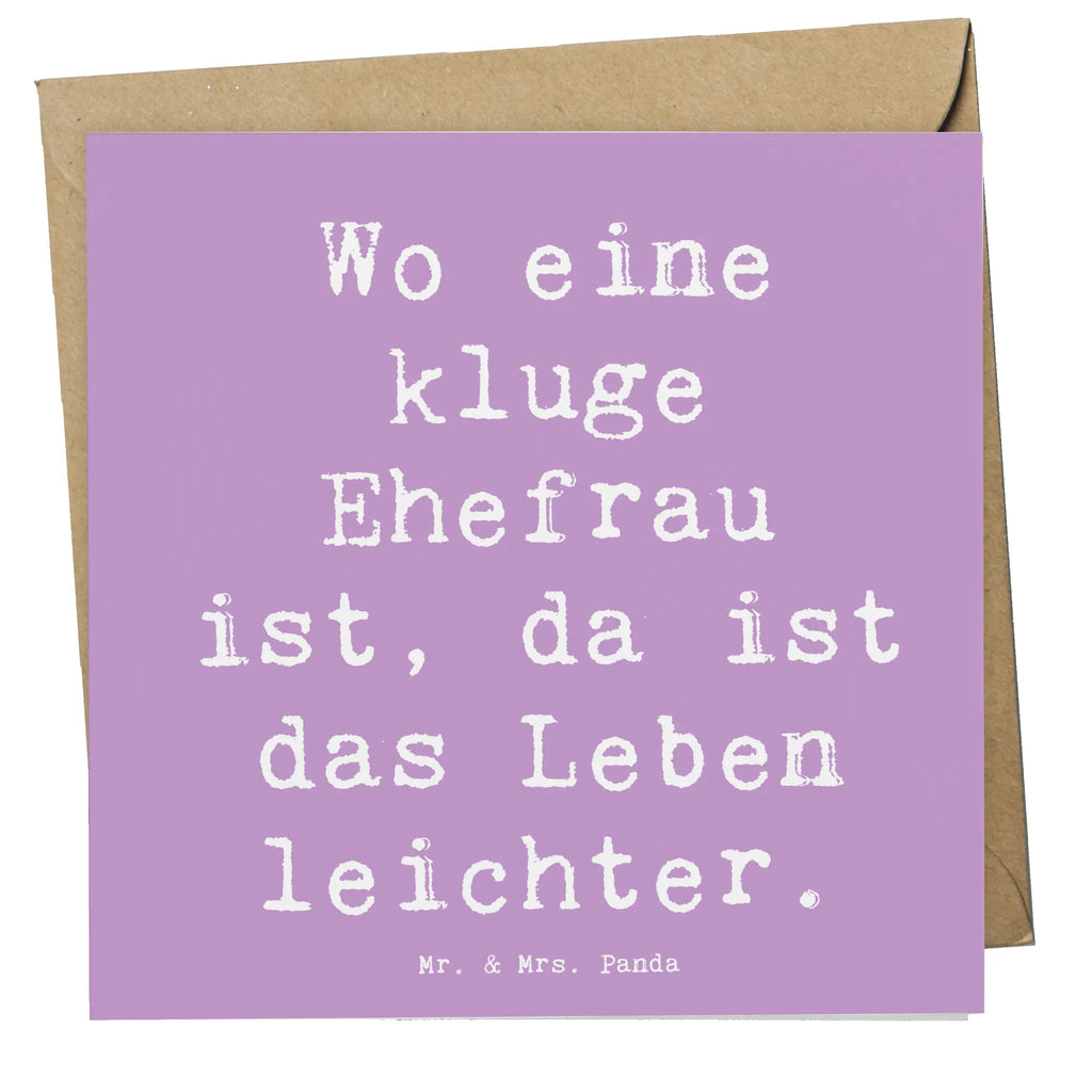 Deluxe Card Saying Wo eine kluge Ehefrau ist, da ist das Leben leichter. Karte, Geburtstagskarte, Klappkarte, Einladungskarte, Hochzeitskarte, Hochwertige Grußkarte, Grußkarte, Glückwunschkarte, Hochwertige Klappkarte, Familie, Vatertag, Muttertag, Bruder, Schwester, Mama, Papa, Oma, Opa