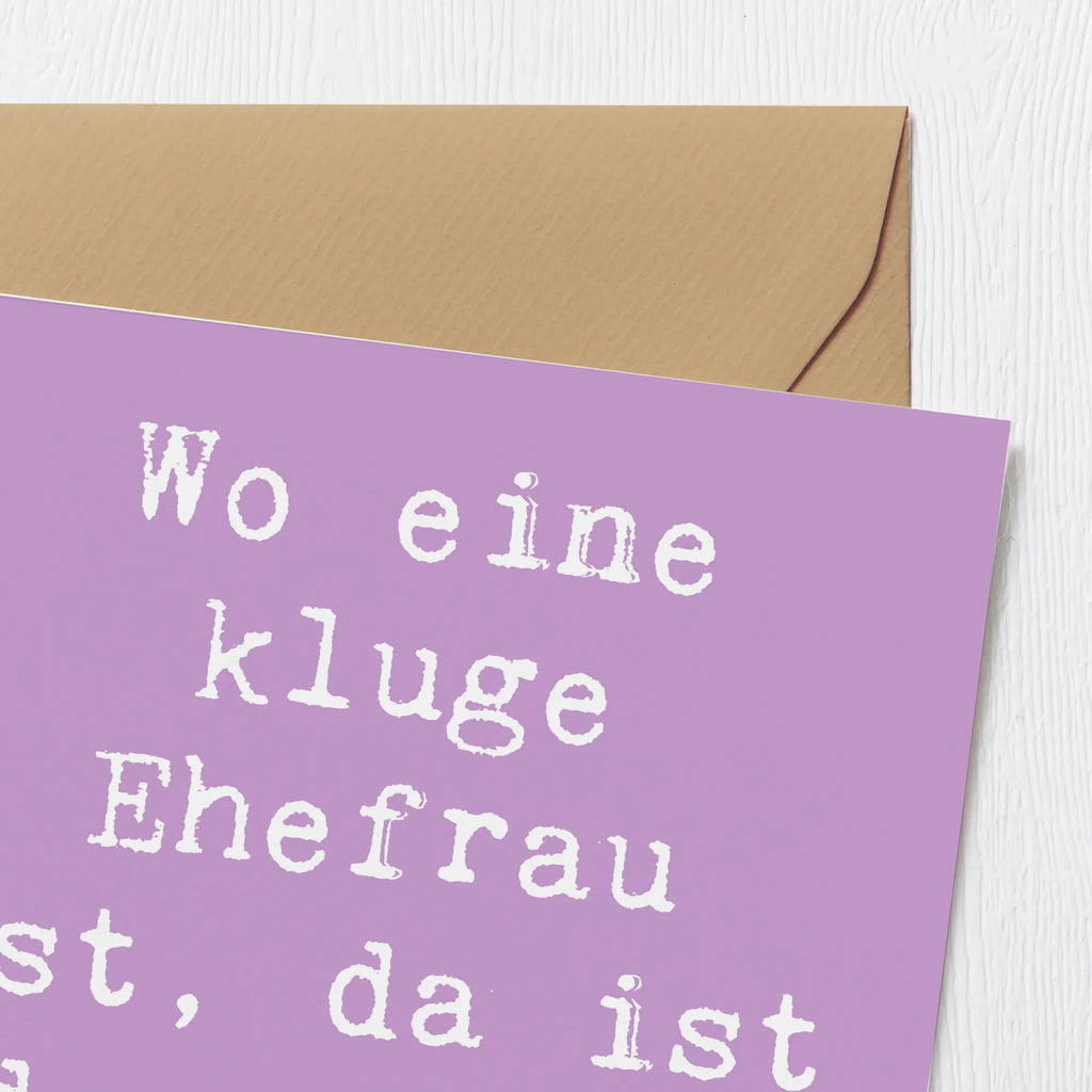 Deluxe Card Saying Wo eine kluge Ehefrau ist, da ist das Leben leichter. Karte, Geburtstagskarte, Klappkarte, Einladungskarte, Hochzeitskarte, Hochwertige Grußkarte, Grußkarte, Glückwunschkarte, Hochwertige Klappkarte, Familie, Vatertag, Muttertag, Bruder, Schwester, Mama, Papa, Oma, Opa