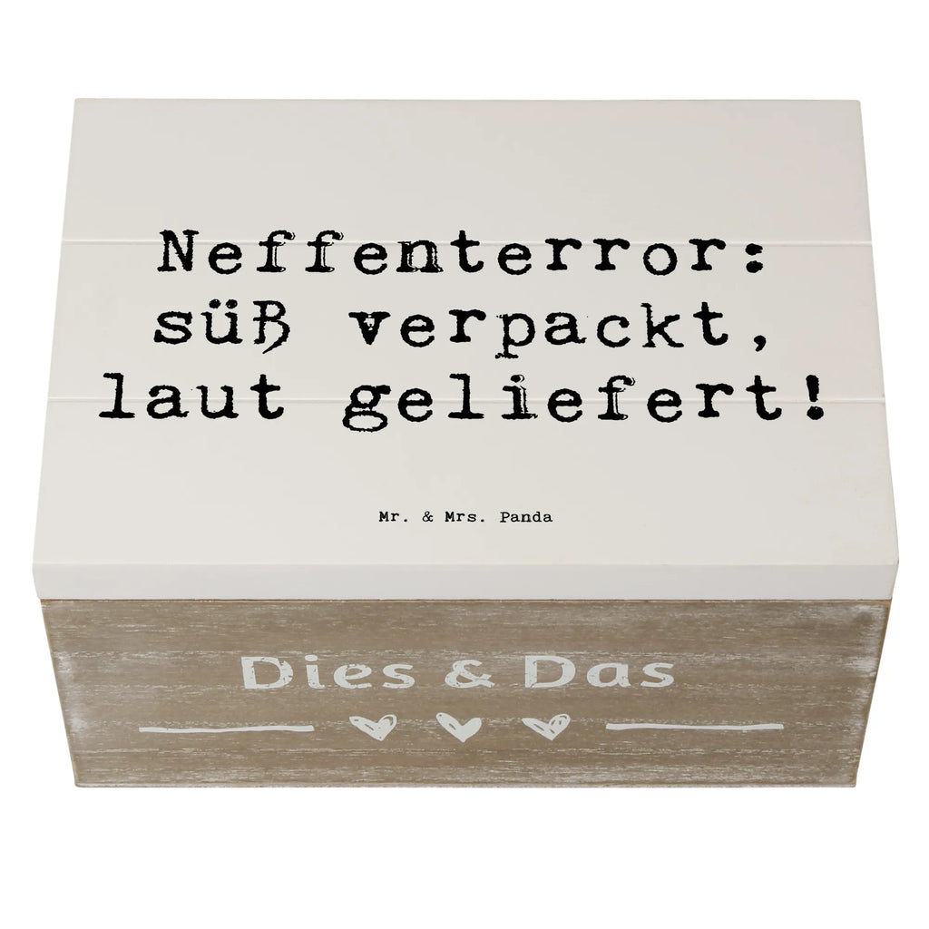 Wooden chest Saying Neffenterror: süß verpackt, laut geliefert! Erinnerungsbox, Schatzkiste, XXL, Aufbewahrungsbox, Erinnerungskiste, Geschenkdose, Dekokiste, Geschenkbox, Schatulle, Kiste, Truhe, Holzkiste, Familie, Vatertag, Muttertag, Bruder, Schwester, Mama, Papa, Oma, Opa