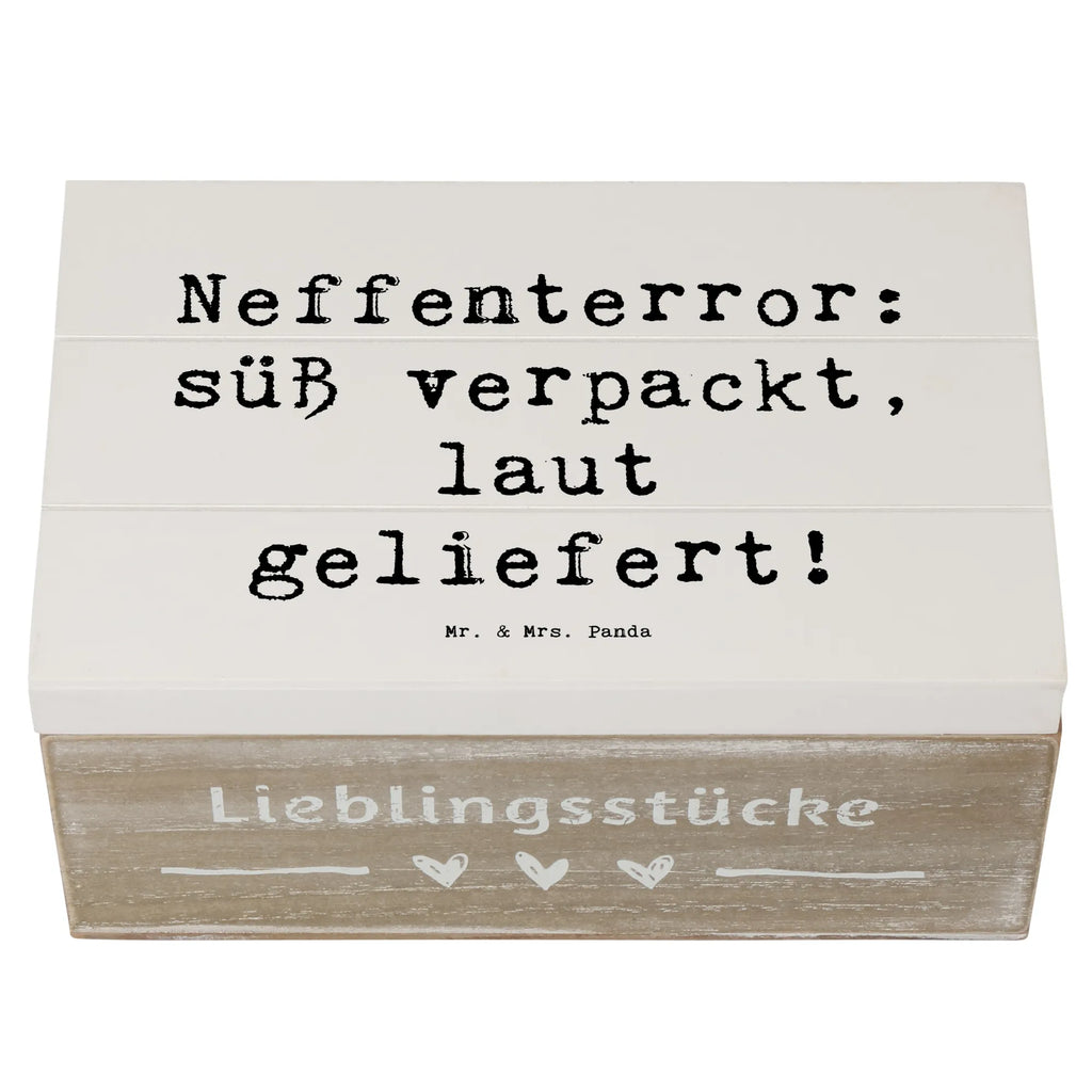 Wooden chest Saying Neffenterror: süß verpackt, laut geliefert! Erinnerungsbox, Schatzkiste, XXL, Aufbewahrungsbox, Erinnerungskiste, Geschenkdose, Dekokiste, Geschenkbox, Schatulle, Kiste, Truhe, Holzkiste, Familie, Vatertag, Muttertag, Bruder, Schwester, Mama, Papa, Oma, Opa
