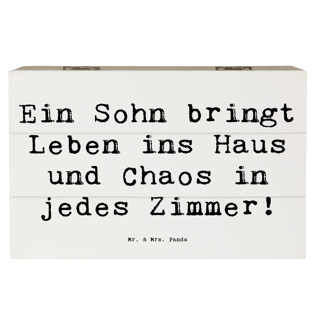 Wooden chest Saying Ein Sohn bringt Leben ins Haus und Chaos in jedes Zimmer! Geschenkdose, Erinnerungskiste, Geschenkbox, Dekokiste, Erinnerungsbox, Schatzkiste, Kiste, Holzkiste, XXL, Truhe, Schatulle, Aufbewahrungsbox, Familie, Vatertag, Muttertag, Bruder, Schwester, Mama, Papa, Oma, Opa