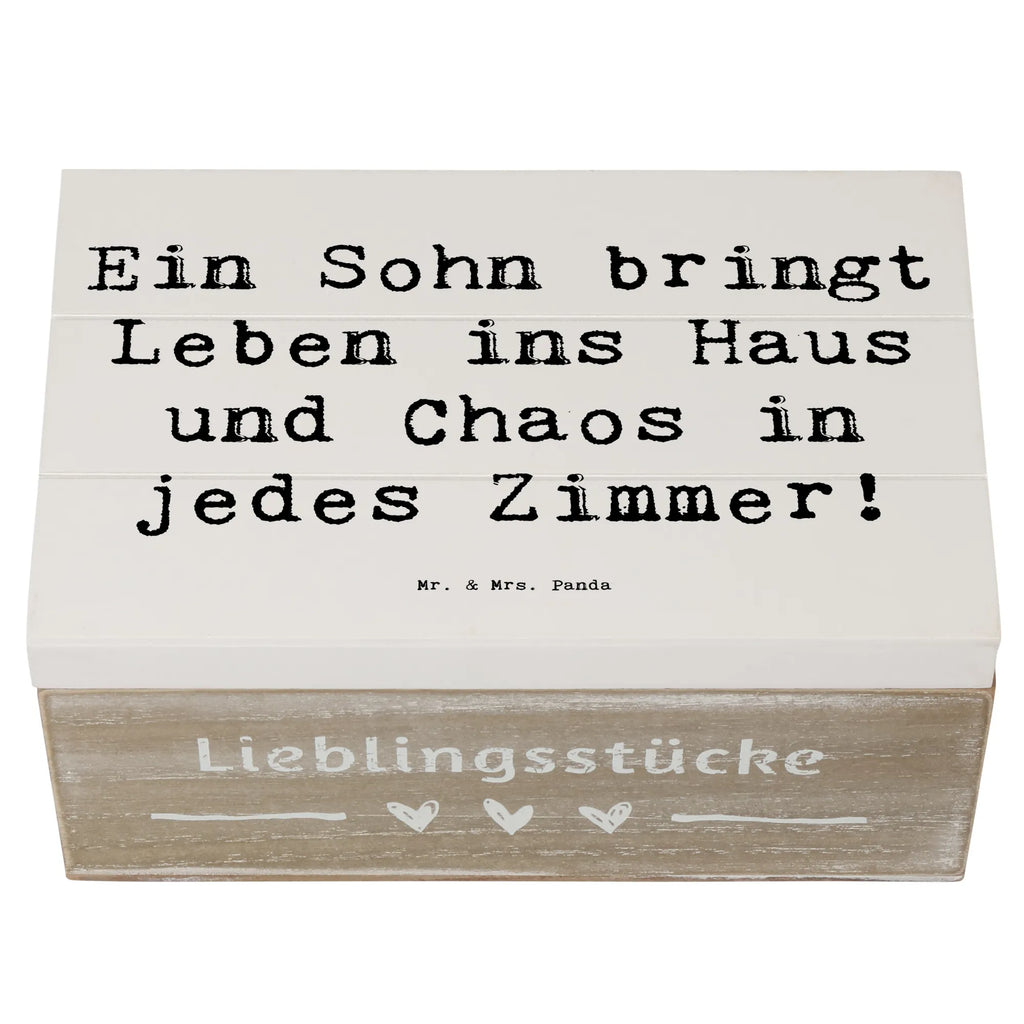 Wooden chest Saying Ein Sohn bringt Leben ins Haus und Chaos in jedes Zimmer! Geschenkdose, Erinnerungskiste, Geschenkbox, Dekokiste, Erinnerungsbox, Schatzkiste, Kiste, Holzkiste, XXL, Truhe, Schatulle, Aufbewahrungsbox, Familie, Vatertag, Muttertag, Bruder, Schwester, Mama, Papa, Oma, Opa