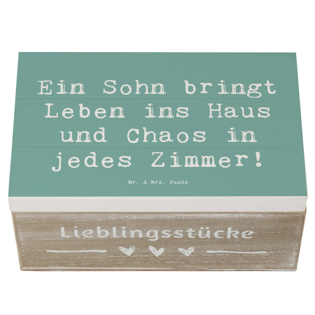 Wooden chest Saying Ein Sohn bringt Leben ins Haus und Chaos in jedes Zimmer! Geschenkdose, Erinnerungskiste, Geschenkbox, Dekokiste, Erinnerungsbox, Schatzkiste, Kiste, Holzkiste, XXL, Truhe, Schatulle, Aufbewahrungsbox, Familie, Vatertag, Muttertag, Bruder, Schwester, Mama, Papa, Oma, Opa