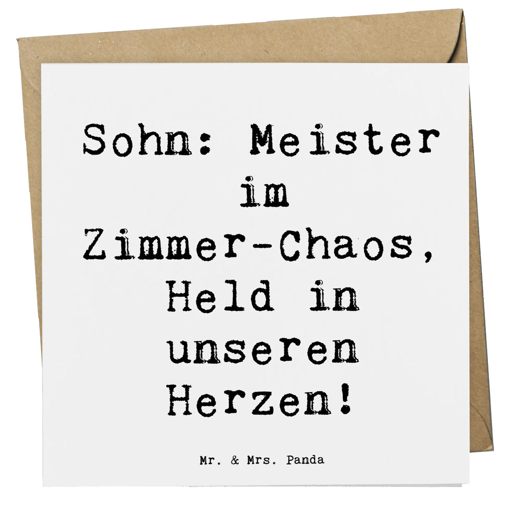 Deluxe Card Saying Sohn: Meister im Zimmer-Chaos, Held in unseren Herzen! Glückwunschkarte, Karte, Geburtstagskarte, Hochzeitskarte, Einladungskarte, Hochwertige Klappkarte, Grußkarte, Klappkarte, Hochwertige Grußkarte, Familie, Vatertag, Muttertag, Bruder, Schwester, Mama, Papa, Oma, Opa