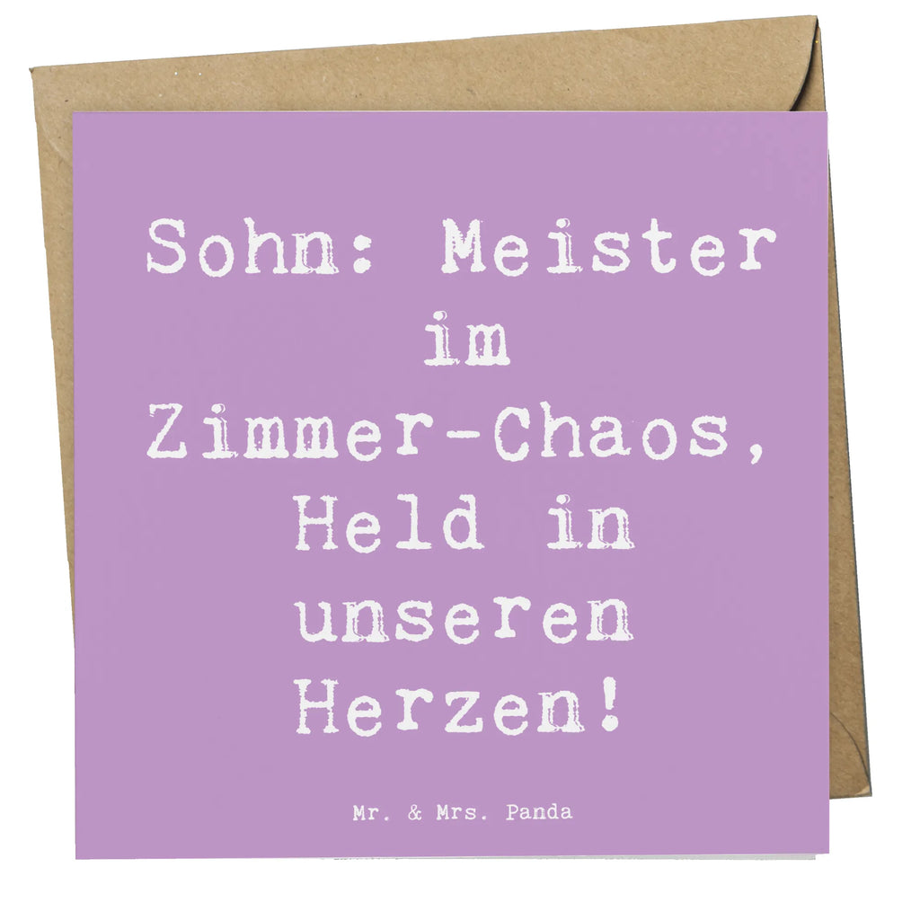 Deluxe Card Saying Sohn: Meister im Zimmer-Chaos, Held in unseren Herzen! Glückwunschkarte, Karte, Geburtstagskarte, Hochzeitskarte, Einladungskarte, Hochwertige Klappkarte, Grußkarte, Klappkarte, Hochwertige Grußkarte, Familie, Vatertag, Muttertag, Bruder, Schwester, Mama, Papa, Oma, Opa