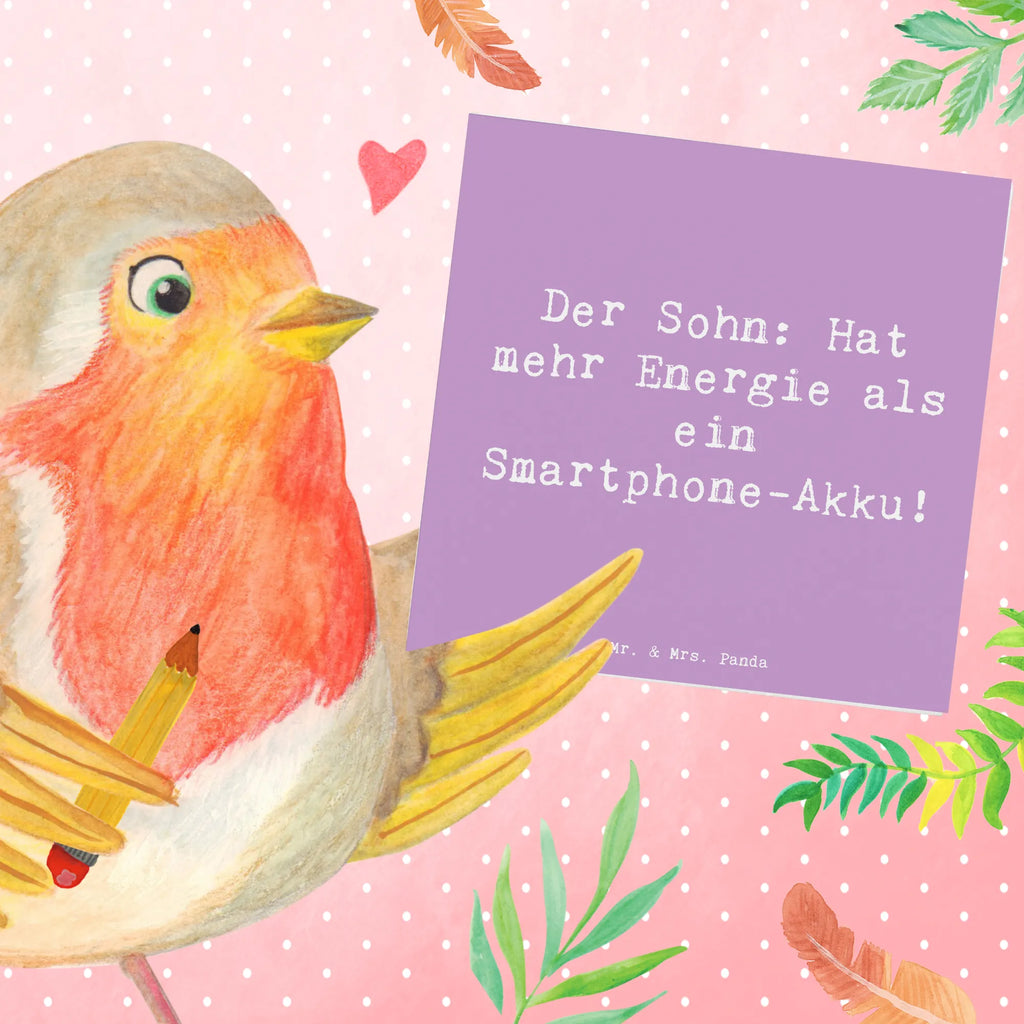 Deluxe Card Saying Der Sohn: Hat mehr Energie als ein Smartphone-Akku! Karte, Hochzeitskarte, Einladungskarte, Hochwertige Grußkarte, Hochwertige Klappkarte, Geburtstagskarte, Klappkarte, Grußkarte, Glückwunschkarte, Familie, Vatertag, Muttertag, Bruder, Schwester, Mama, Papa, Oma, Opa