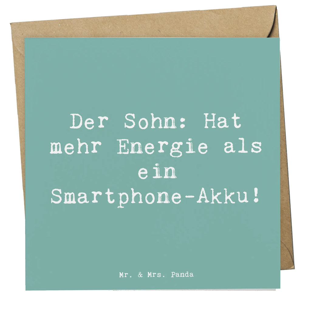 Deluxe Card Saying Der Sohn: Hat mehr Energie als ein Smartphone-Akku! Karte, Hochzeitskarte, Einladungskarte, Hochwertige Grußkarte, Hochwertige Klappkarte, Geburtstagskarte, Klappkarte, Grußkarte, Glückwunschkarte, Familie, Vatertag, Muttertag, Bruder, Schwester, Mama, Papa, Oma, Opa