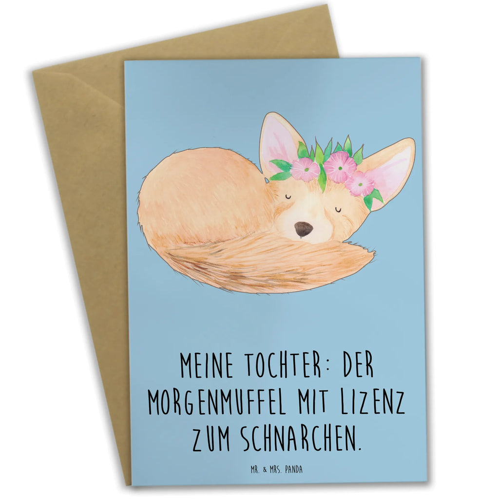 Greetings card Meine Tochter: Der Morgenmuffel mit Lizenz zum Schnarchen. Ansichtskarten, Karte, Hochzeitskarte, Klappkarte, Glückwunschkarte, Geburtstagskarte, Einladungskarte, Grußkarte, Familie, Vatertag, Muttertag, Bruder, Schwester, Mama, Papa, Oma, Opa