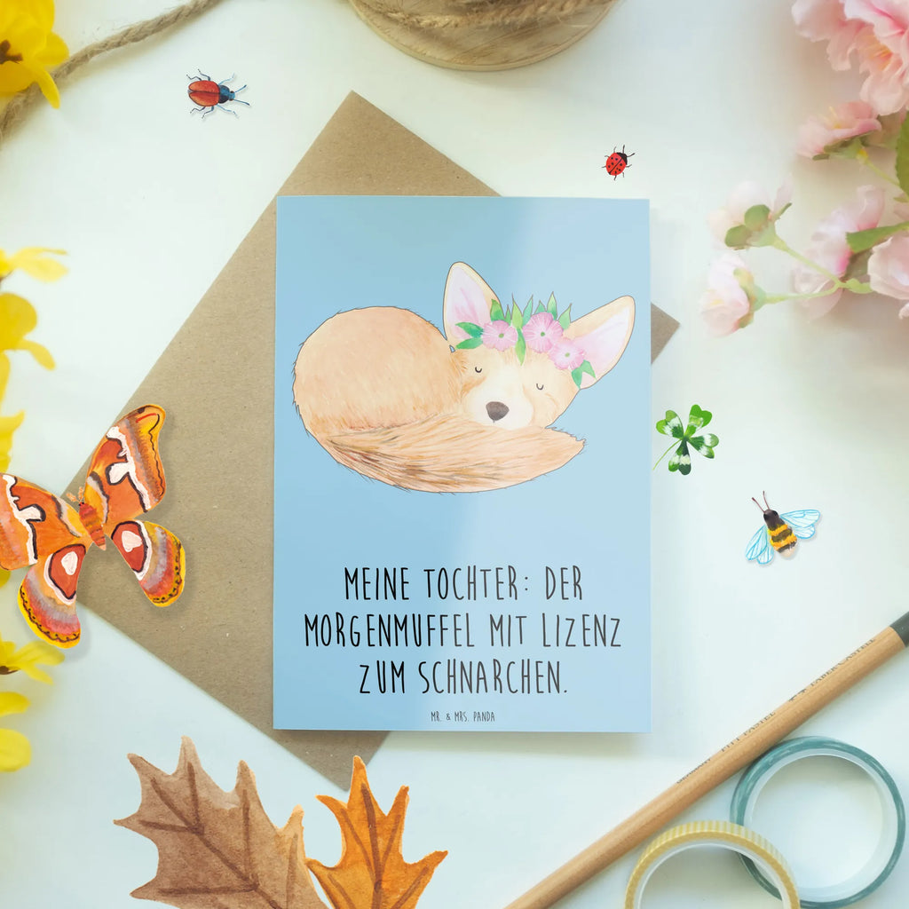 Greetings card Meine Tochter: Der Morgenmuffel mit Lizenz zum Schnarchen. Ansichtskarten, Karte, Hochzeitskarte, Klappkarte, Glückwunschkarte, Geburtstagskarte, Einladungskarte, Grußkarte, Familie, Vatertag, Muttertag, Bruder, Schwester, Mama, Papa, Oma, Opa