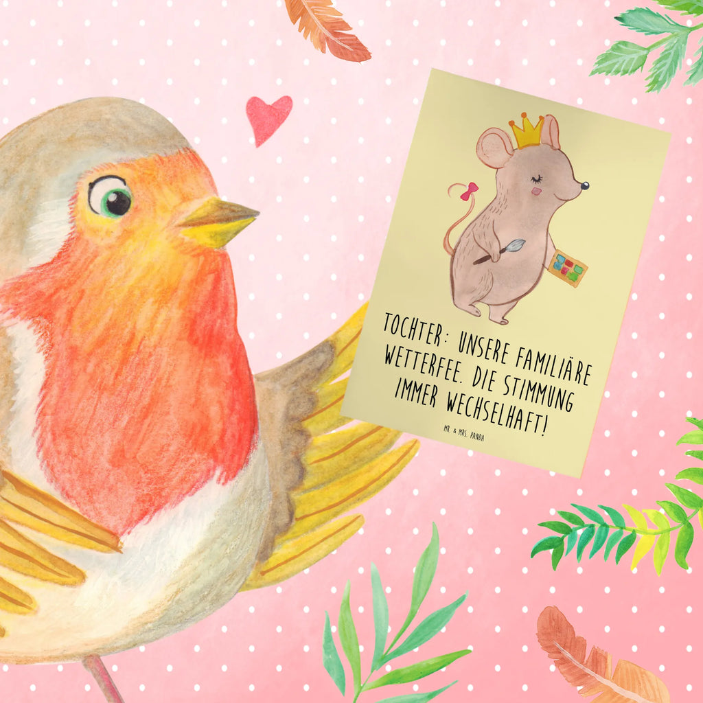 Greetings card Tochter: Unsere familiäre Wetterfee. Die Stimmung immer wechselhaft! Glückwunschkarte, Hochzeitskarte, Karte, Klappkarte, Grußkarte, Einladungskarte, Geburtstagskarte, Ansichtskarten, Familie, Vatertag, Muttertag, Bruder, Schwester, Mama, Papa, Oma, Opa