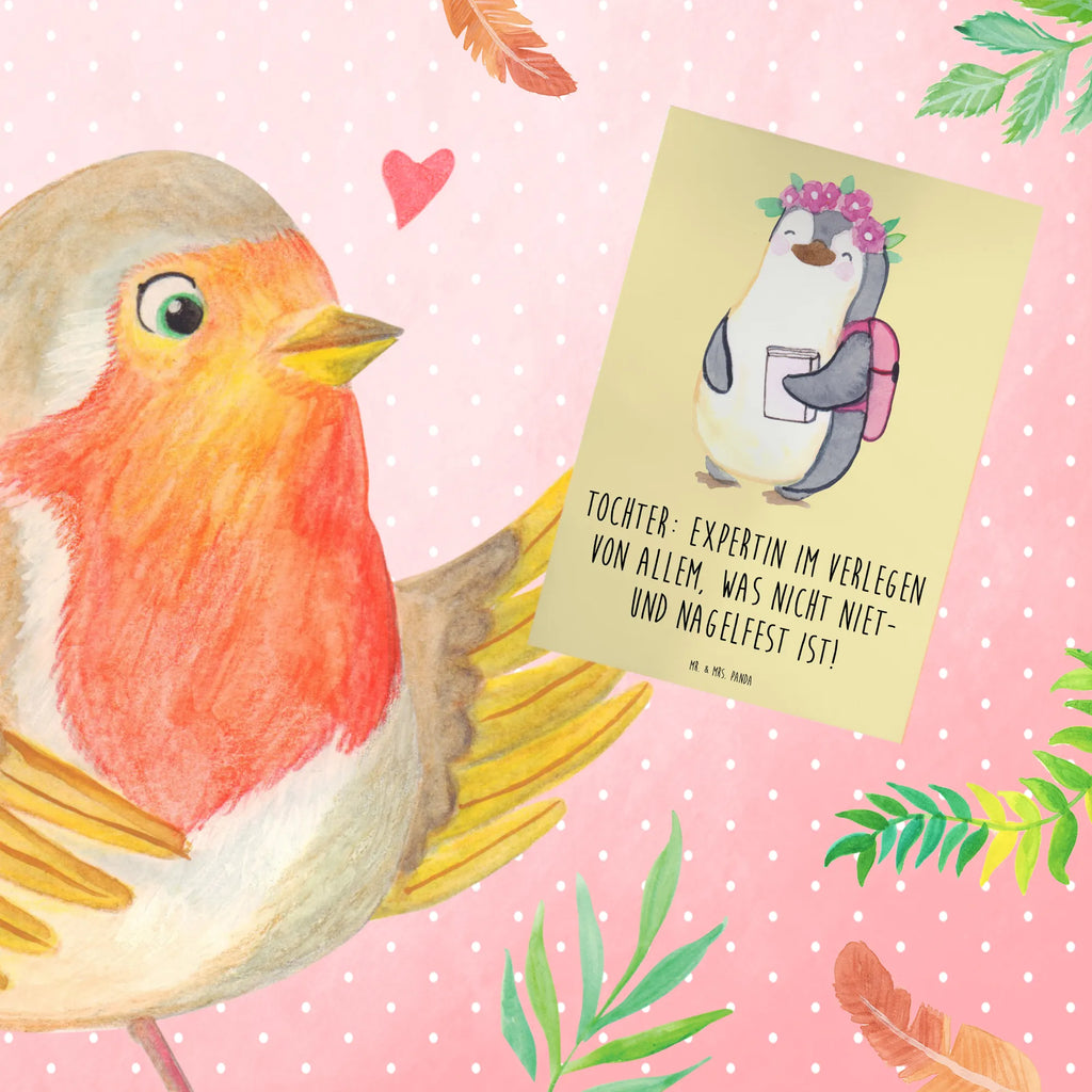 Greetings card Tochter: Expertin im Verlegen von allem, was nicht niet- und nagelfest ist! Klappkarte, Geburtstagskarte, Hochzeitskarte, Ansichtskarten, Einladungskarte, Karte, Grußkarte, Glückwunschkarte, Familie, Vatertag, Muttertag, Bruder, Schwester, Mama, Papa, Oma, Opa