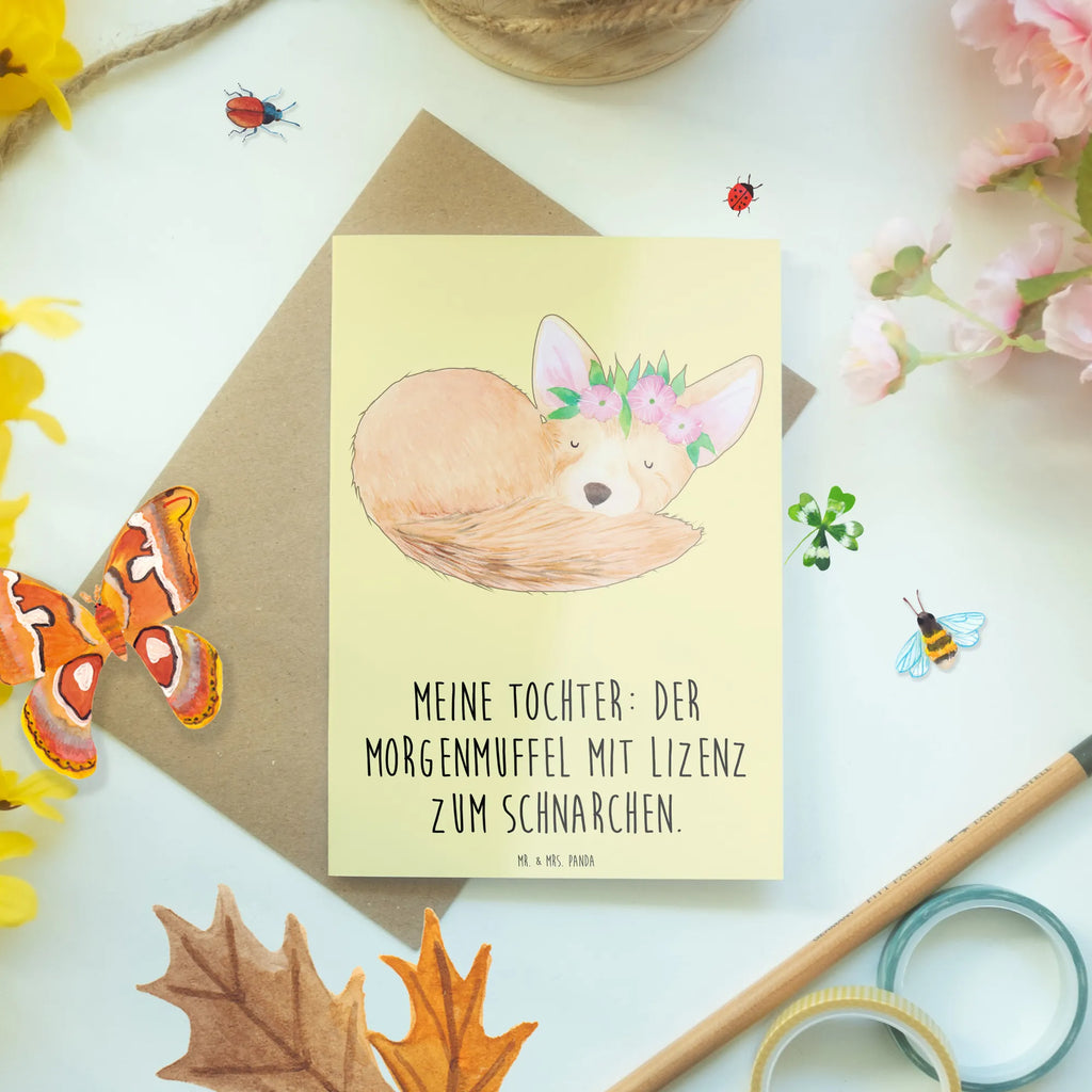 Greetings card Meine Tochter: Der Morgenmuffel mit Lizenz zum Schnarchen. Ansichtskarten, Karte, Hochzeitskarte, Klappkarte, Glückwunschkarte, Geburtstagskarte, Einladungskarte, Grußkarte, Familie, Vatertag, Muttertag, Bruder, Schwester, Mama, Papa, Oma, Opa