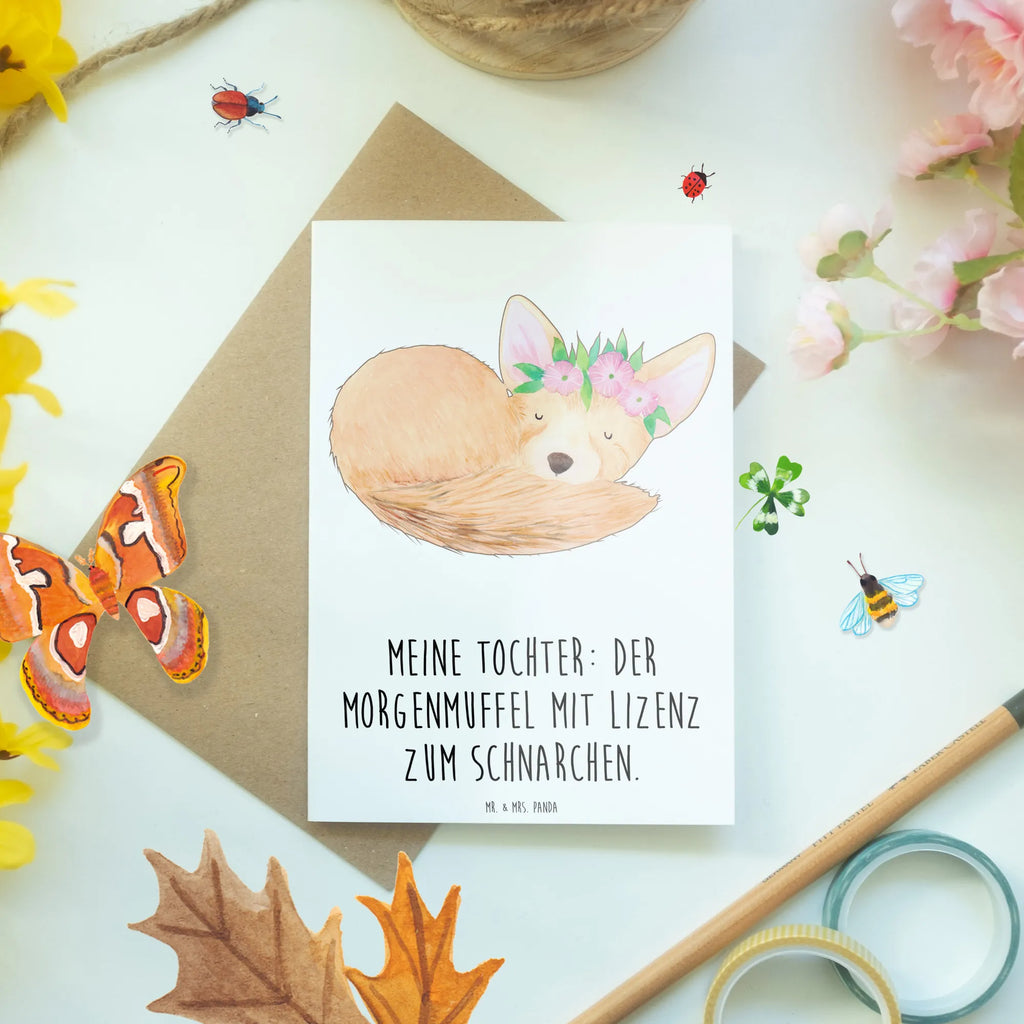 Greetings card Meine Tochter: Der Morgenmuffel mit Lizenz zum Schnarchen. Ansichtskarten, Karte, Hochzeitskarte, Klappkarte, Glückwunschkarte, Geburtstagskarte, Einladungskarte, Grußkarte, Familie, Vatertag, Muttertag, Bruder, Schwester, Mama, Papa, Oma, Opa