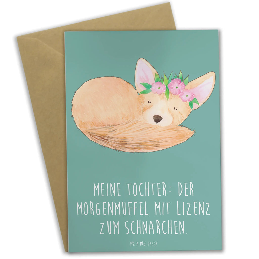 Greetings card Meine Tochter: Der Morgenmuffel mit Lizenz zum Schnarchen. Ansichtskarten, Karte, Hochzeitskarte, Klappkarte, Glückwunschkarte, Geburtstagskarte, Einladungskarte, Grußkarte, Familie, Vatertag, Muttertag, Bruder, Schwester, Mama, Papa, Oma, Opa