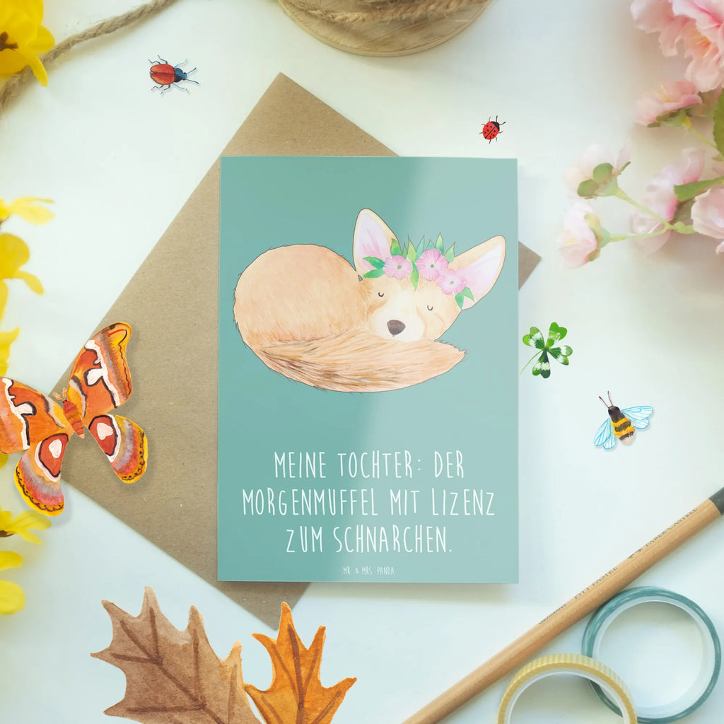 Greetings card Meine Tochter: Der Morgenmuffel mit Lizenz zum Schnarchen. Ansichtskarten, Karte, Hochzeitskarte, Klappkarte, Glückwunschkarte, Geburtstagskarte, Einladungskarte, Grußkarte, Familie, Vatertag, Muttertag, Bruder, Schwester, Mama, Papa, Oma, Opa
