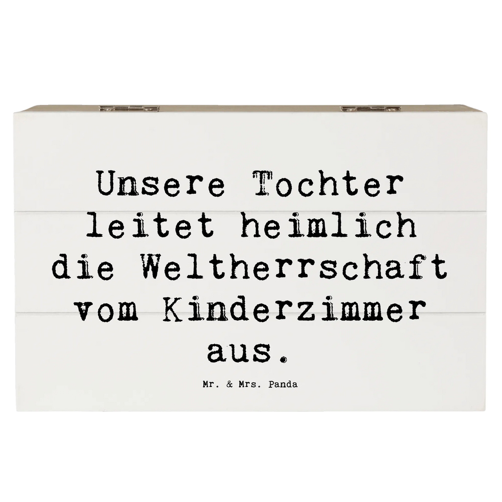 Wooden chest Saying Unsere Tochter leitet heimlich die Weltherrschaft vom Kinderzimmer aus. Schatulle, Erinnerungsbox, Geschenkdose, Aufbewahrungsbox, Holzkiste, Schatzkiste, Geschenkbox, Truhe, Dekokiste, Kiste, Erinnerungskiste, XXL, Familie, Vatertag, Muttertag, Bruder, Schwester, Mama, Papa, Oma, Opa