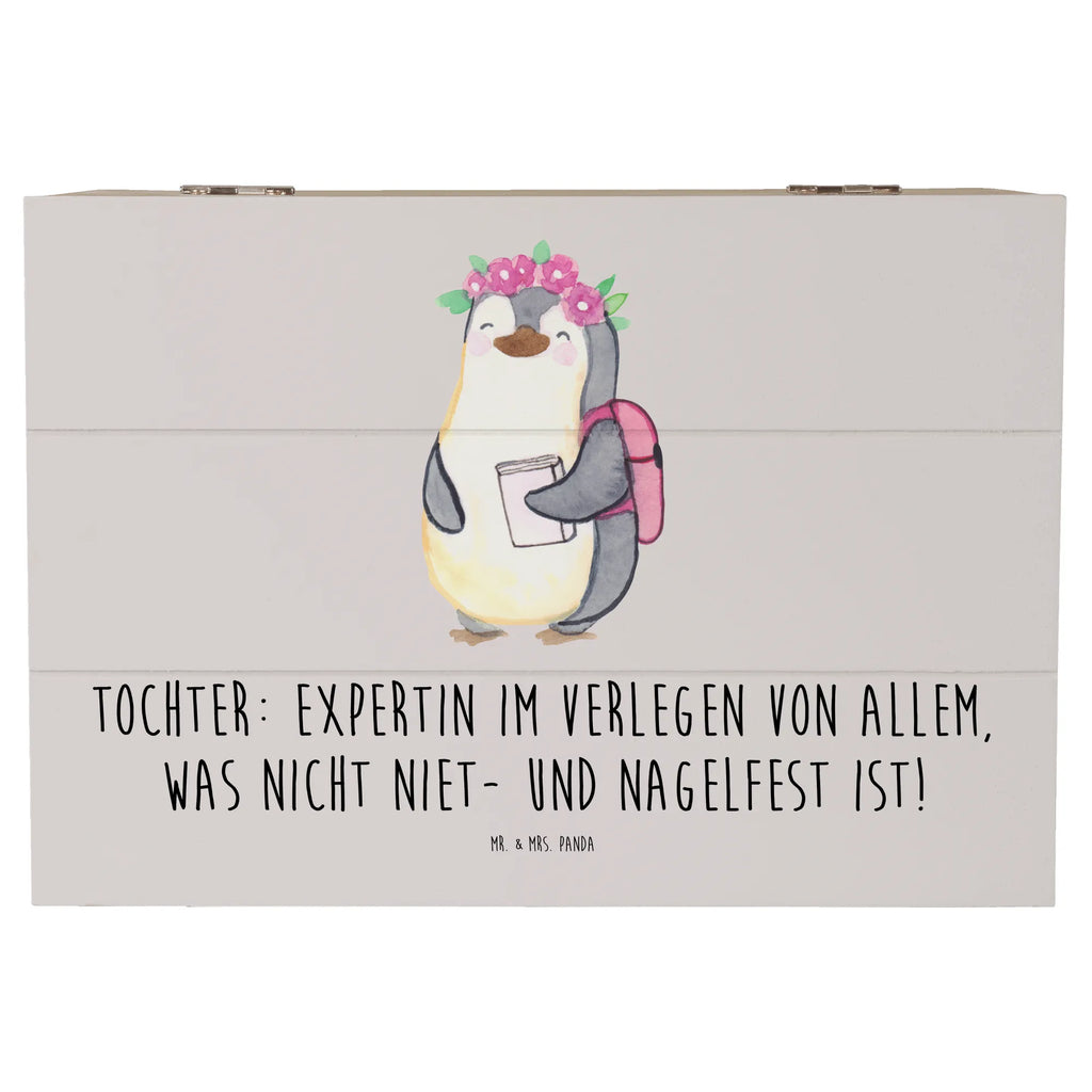 Wooden chest Tochter: Expertin im Verlegen von allem, was nicht niet- und nagelfest ist! Geschenkbox, Kiste, XXL, Schatulle, Erinnerungsbox, Geschenkdose, Erinnerungskiste, Aufbewahrungsbox, Holzkiste, Schatzkiste, Truhe, Dekokiste, Familie, Vatertag, Muttertag, Bruder, Schwester, Mama, Papa, Oma, Opa