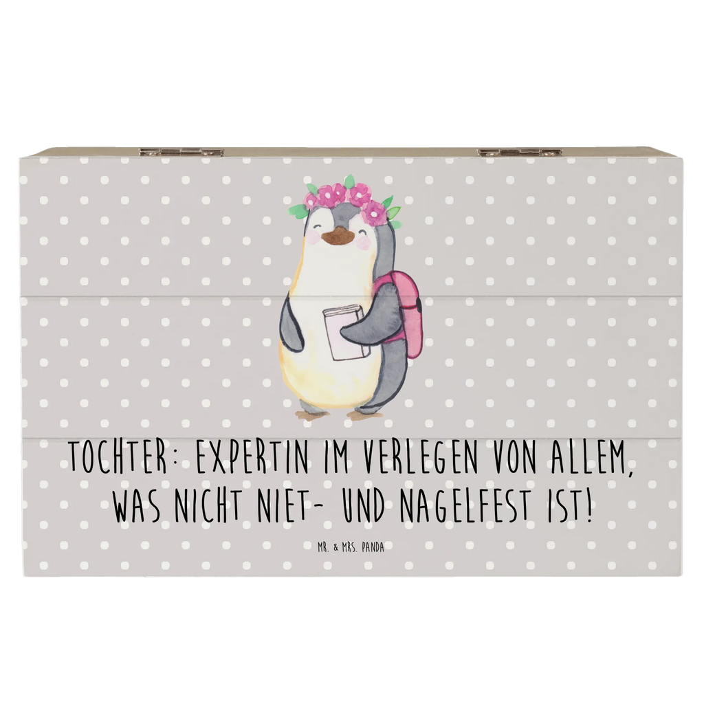 Wooden chest Tochter: Expertin im Verlegen von allem, was nicht niet- und nagelfest ist! Geschenkbox, Kiste, XXL, Schatulle, Erinnerungsbox, Geschenkdose, Erinnerungskiste, Aufbewahrungsbox, Holzkiste, Schatzkiste, Truhe, Dekokiste, Familie, Vatertag, Muttertag, Bruder, Schwester, Mama, Papa, Oma, Opa