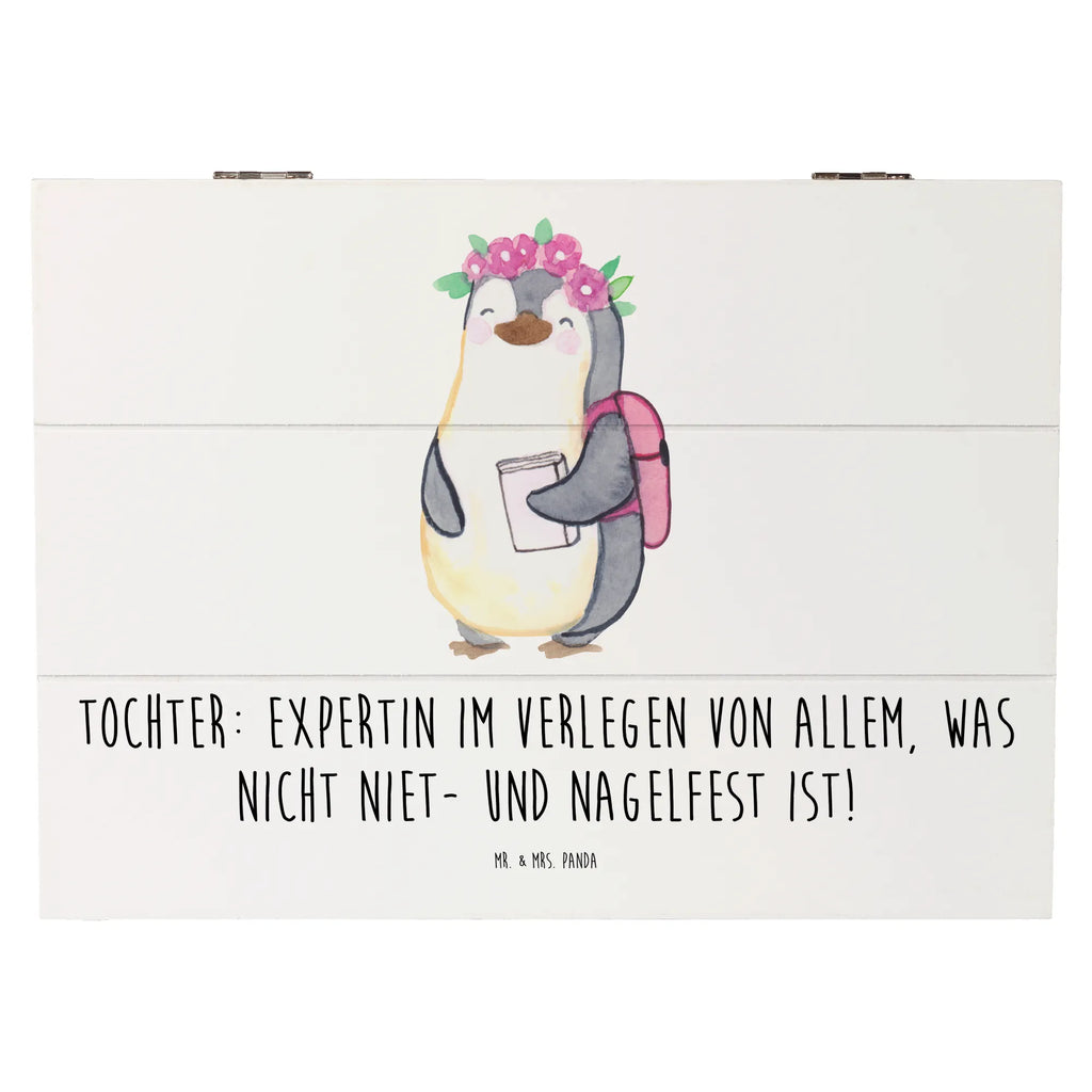 Wooden chest Tochter: Expertin im Verlegen von allem, was nicht niet- und nagelfest ist! Geschenkbox, Kiste, XXL, Schatulle, Erinnerungsbox, Geschenkdose, Erinnerungskiste, Aufbewahrungsbox, Holzkiste, Schatzkiste, Truhe, Dekokiste, Familie, Vatertag, Muttertag, Bruder, Schwester, Mama, Papa, Oma, Opa