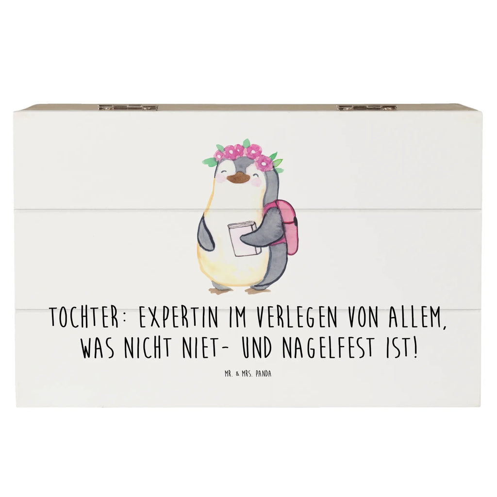 Wooden chest Tochter: Expertin im Verlegen von allem, was nicht niet- und nagelfest ist! Geschenkbox, Kiste, XXL, Schatulle, Erinnerungsbox, Geschenkdose, Erinnerungskiste, Aufbewahrungsbox, Holzkiste, Schatzkiste, Truhe, Dekokiste, Familie, Vatertag, Muttertag, Bruder, Schwester, Mama, Papa, Oma, Opa
