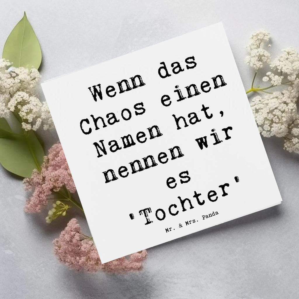 Deluxe Karte Spruch Chaos Tochter Grußkarte, Glückwunschkarte, Karte, Hochzeitskarte, Hochwertige Klappkarte, Hochwertige Grußkarte, Einladungskarte, Klappkarte, Geburtstagskarte, Familie, Vatertag, Muttertag, Bruder, Schwester, Mama, Papa, Oma, Opa