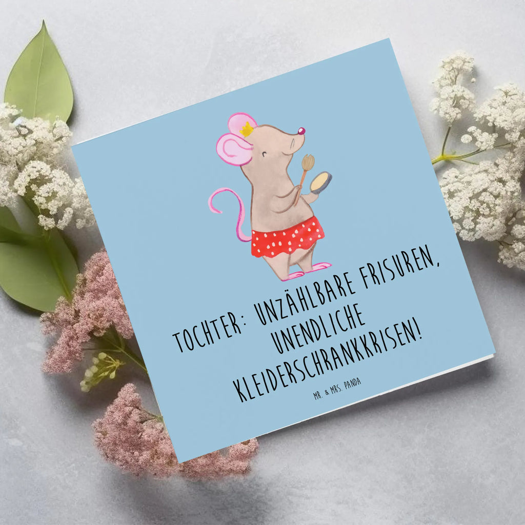 Deluxe Card Tochter: Unzählbare Frisuren, unendliche Kleiderschrankkrisen! Karte, Grußkarte, Klappkarte, Hochwertige Grußkarte, Glückwunschkarte, Geburtstagskarte, Einladungskarte, Hochzeitskarte, Hochwertige Klappkarte, Familie, Vatertag, Muttertag, Bruder, Schwester, Mama, Papa, Oma, Opa