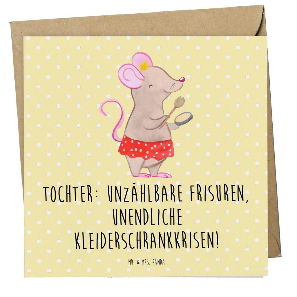 Deluxe Card Tochter: Unzählbare Frisuren, unendliche Kleiderschrankkrisen! Karte, Grußkarte, Klappkarte, Hochwertige Grußkarte, Glückwunschkarte, Geburtstagskarte, Einladungskarte, Hochzeitskarte, Hochwertige Klappkarte, Familie, Vatertag, Muttertag, Bruder, Schwester, Mama, Papa, Oma, Opa